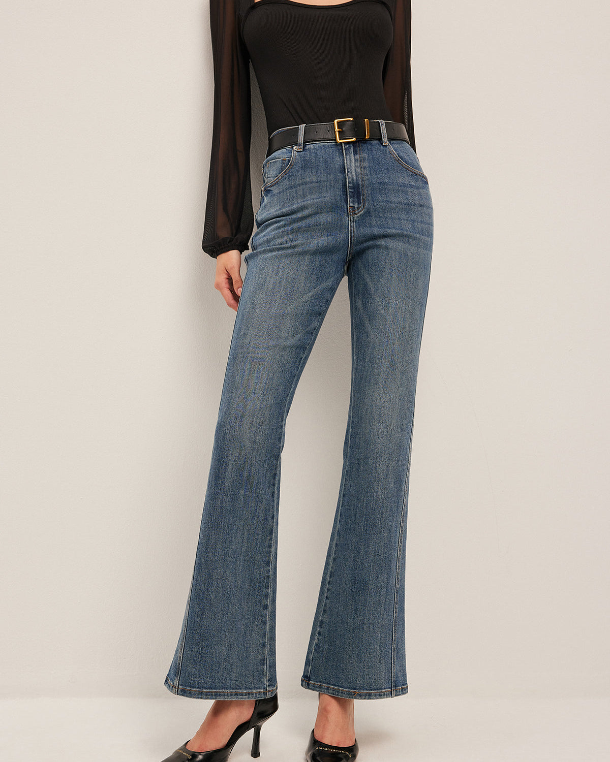 İspanyol Paça Orta Bel Kot Pantolon