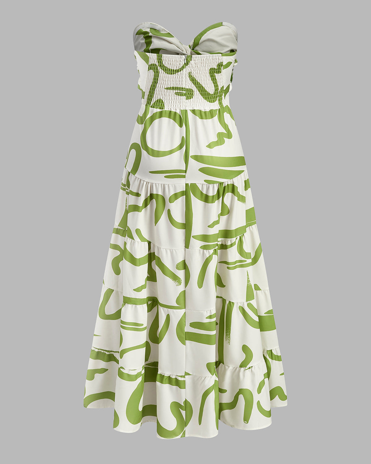 Önü Büzgülü Straplez Piliseli Maxi Elbise