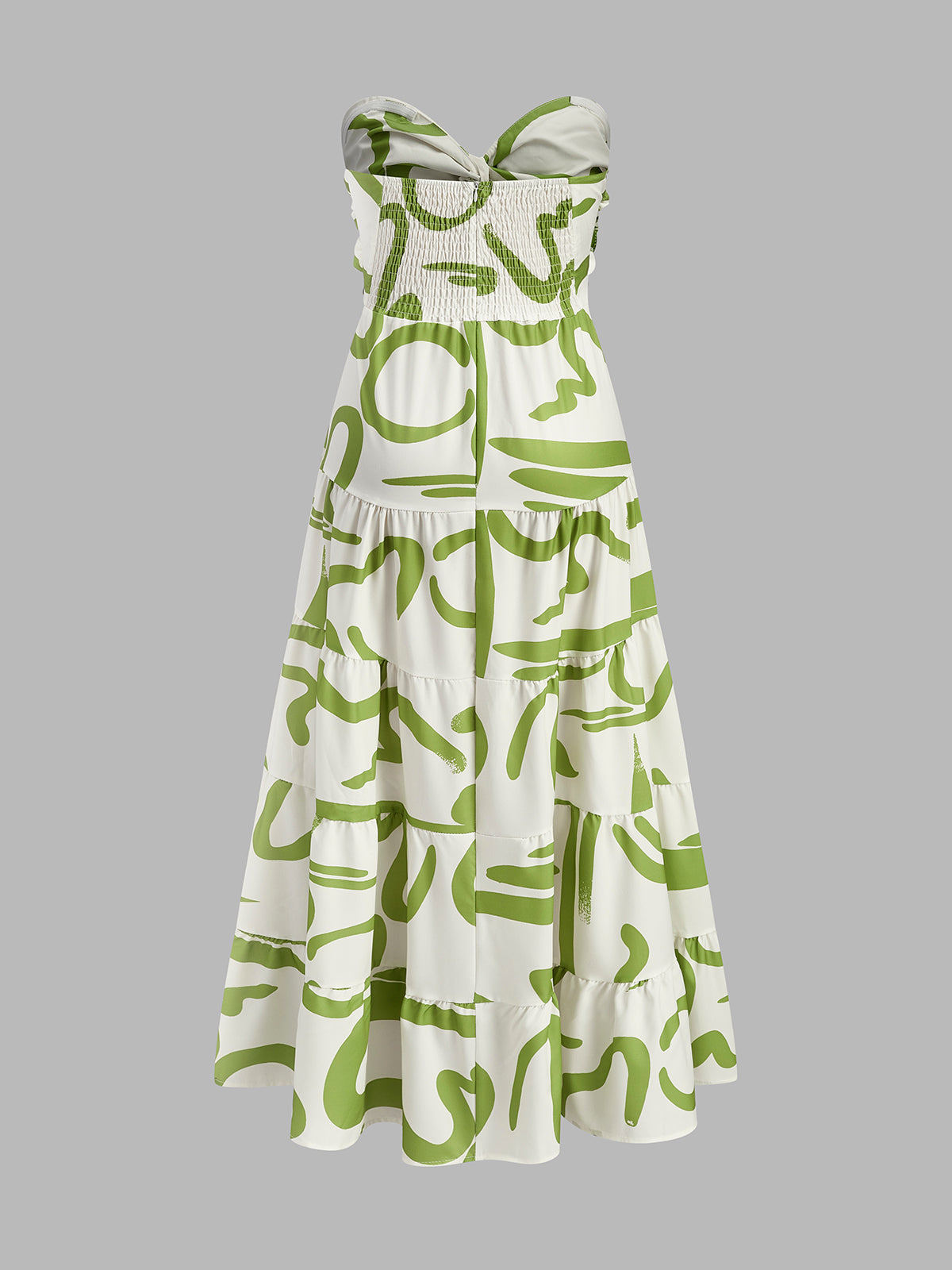 Önü Büzgülü Straplez Piliseli Maxi Elbise