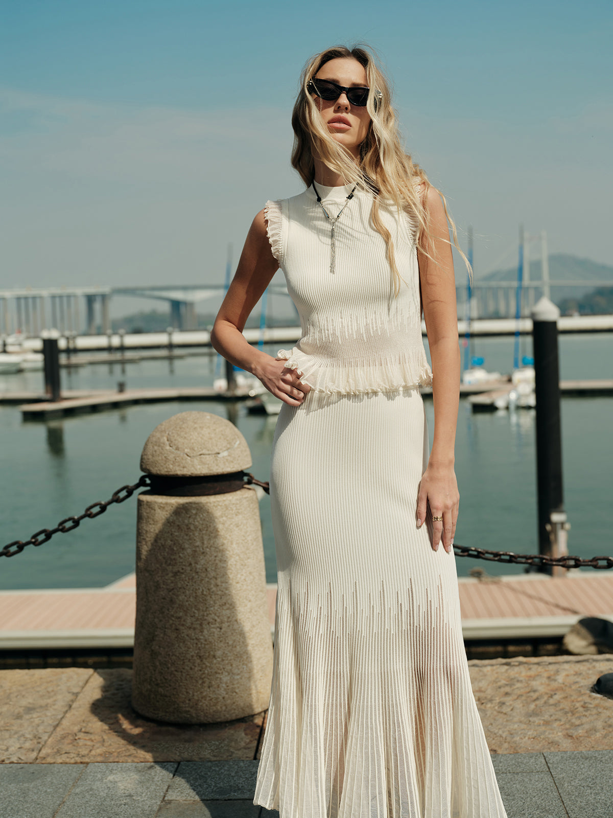 Tül Panelli Pileli Etek