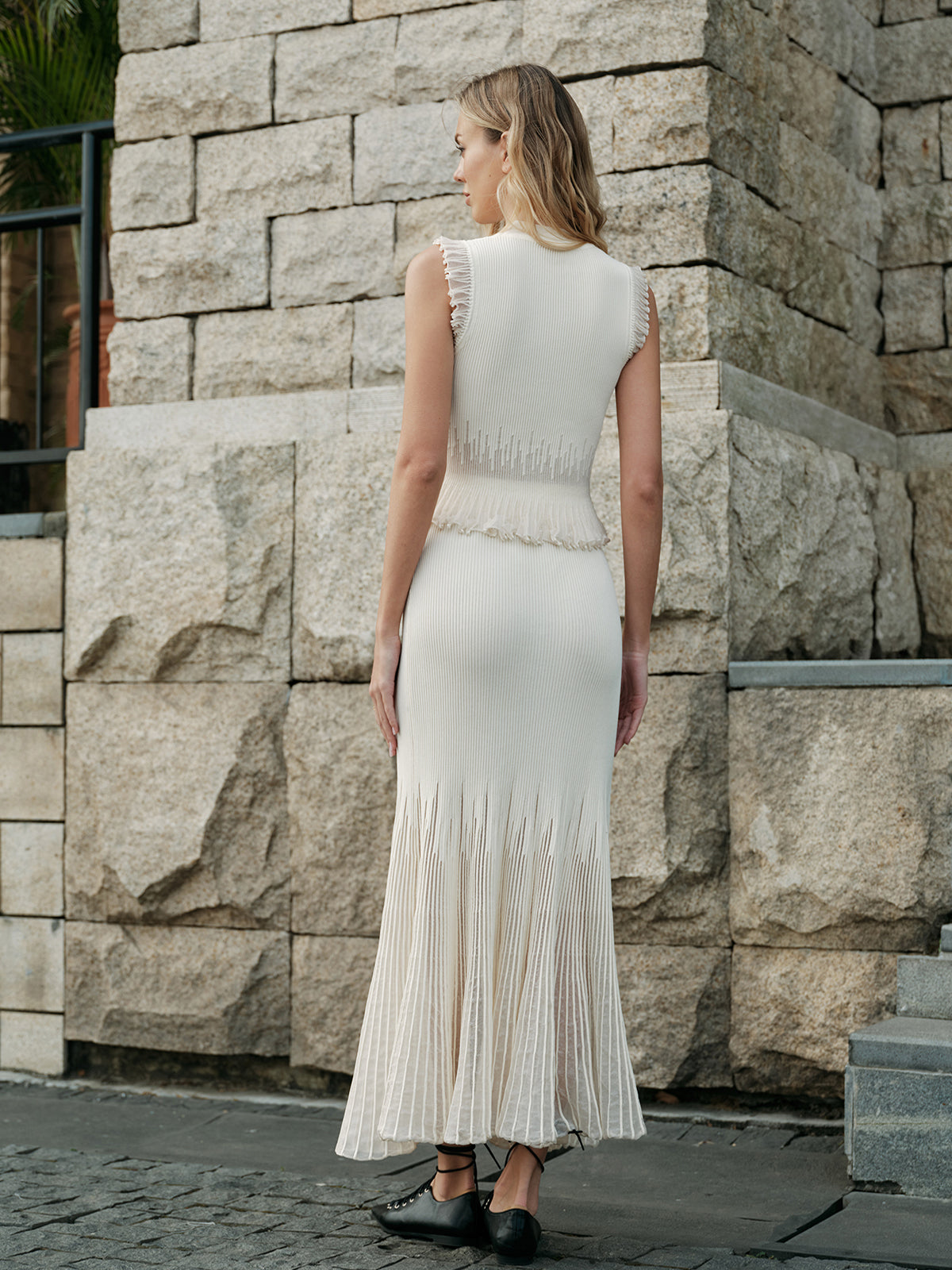 Tül Panelli Pileli Etek