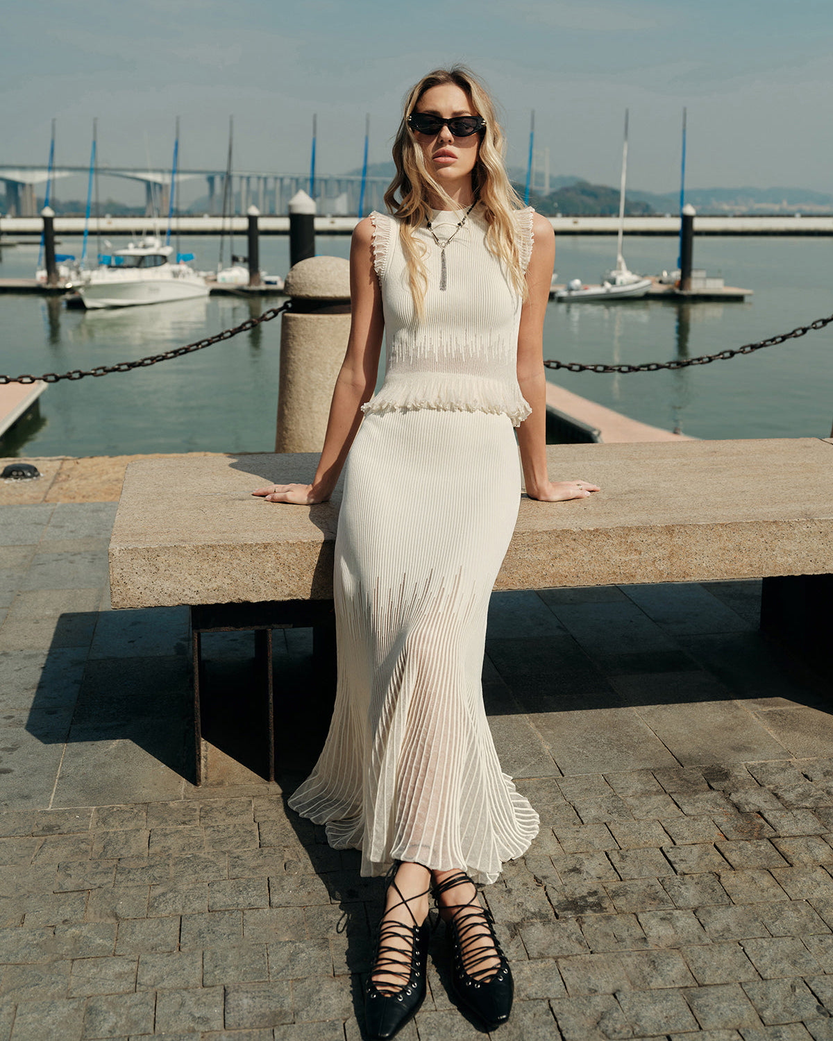 Tül Panelli Pileli Etek