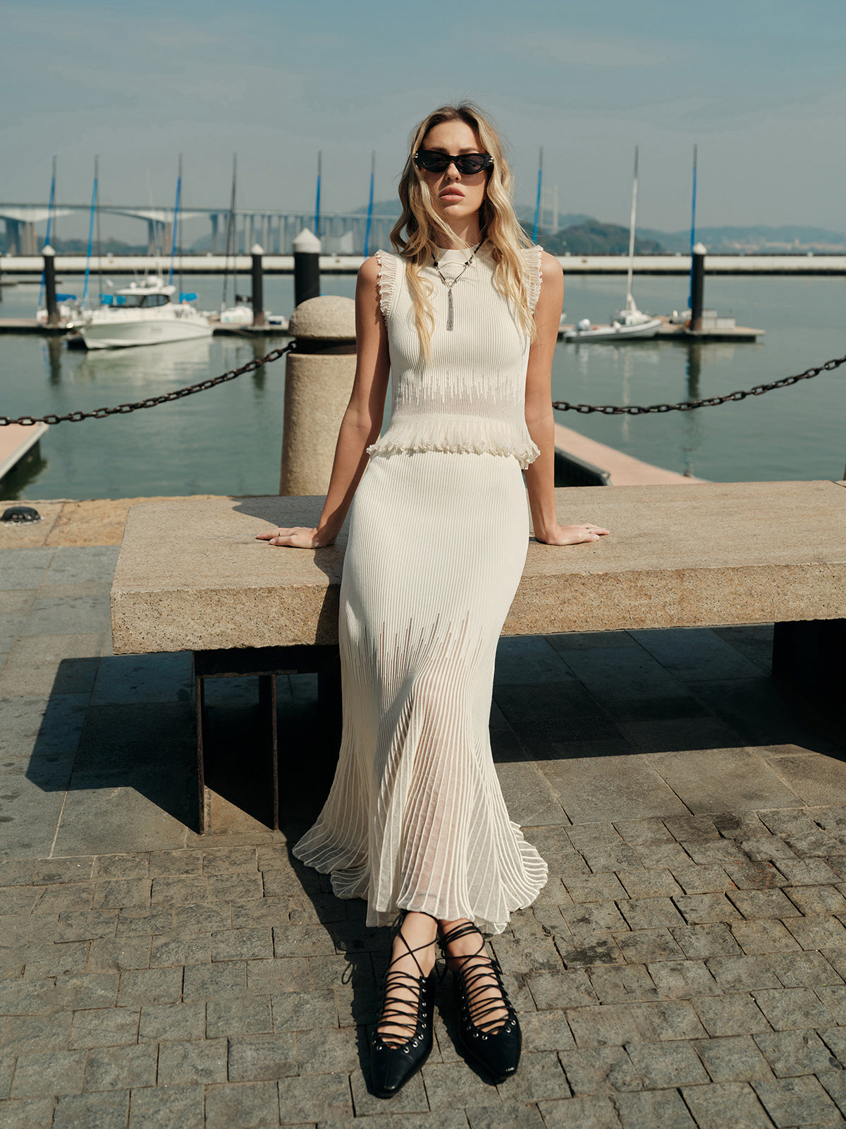 Tül Panelli Pileli Etek