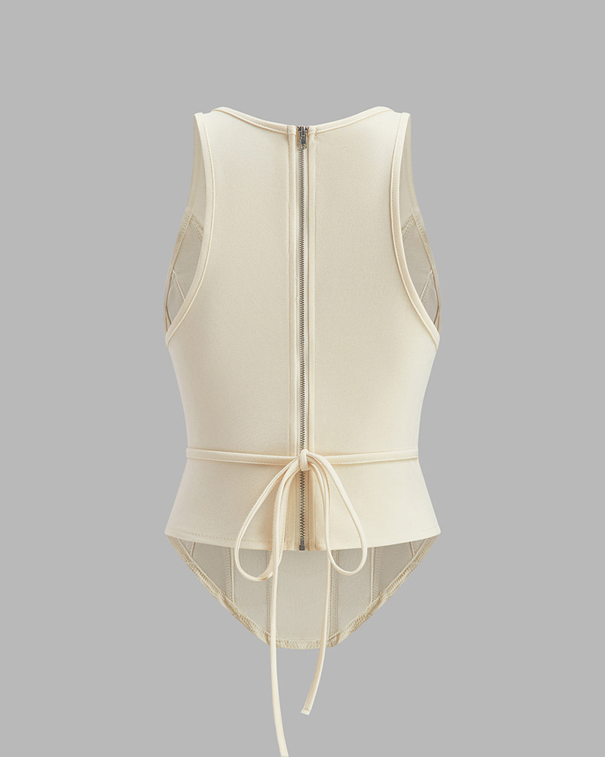 Kolsuz Bağcıklı Sırtı Fermuarlı Bluz