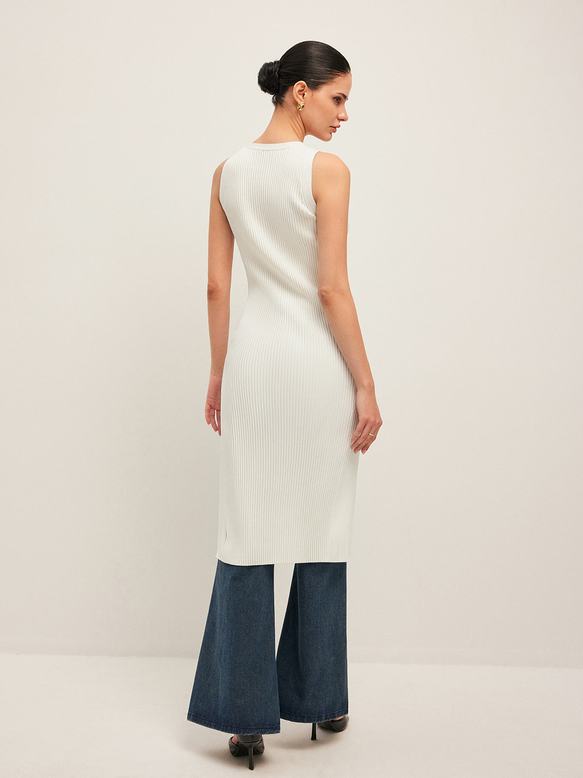 Düğme Detaylı Ribanalı Uzun Bluz