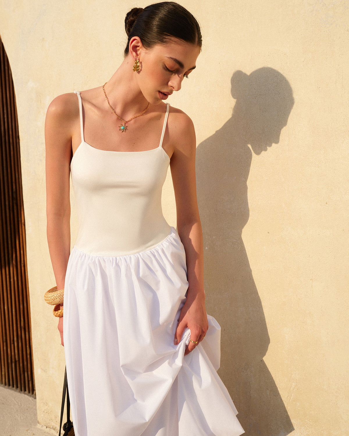 Balon Etekli İnce Askılı Elbise