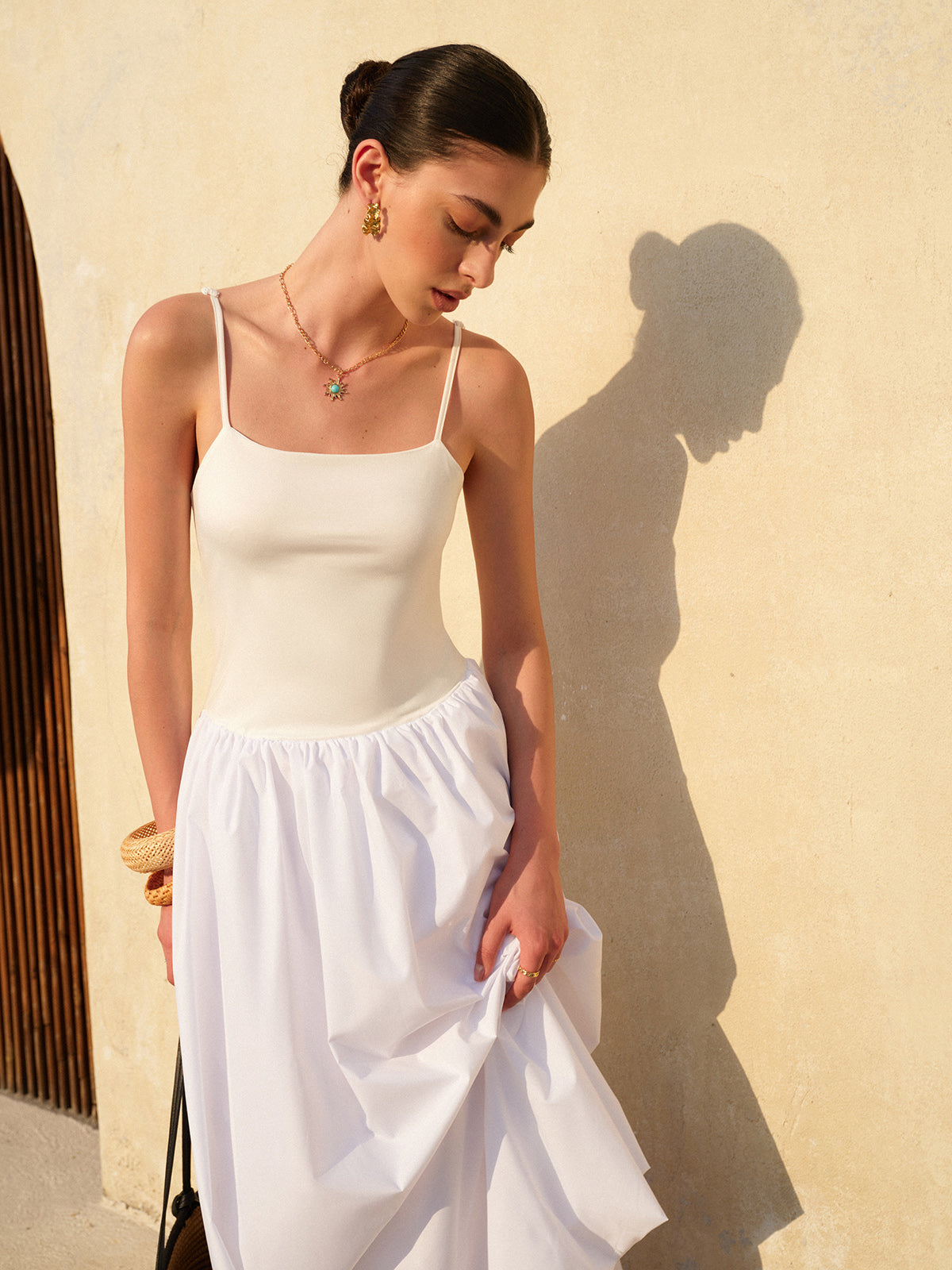 Balon Etekli İnce Askılı Elbise