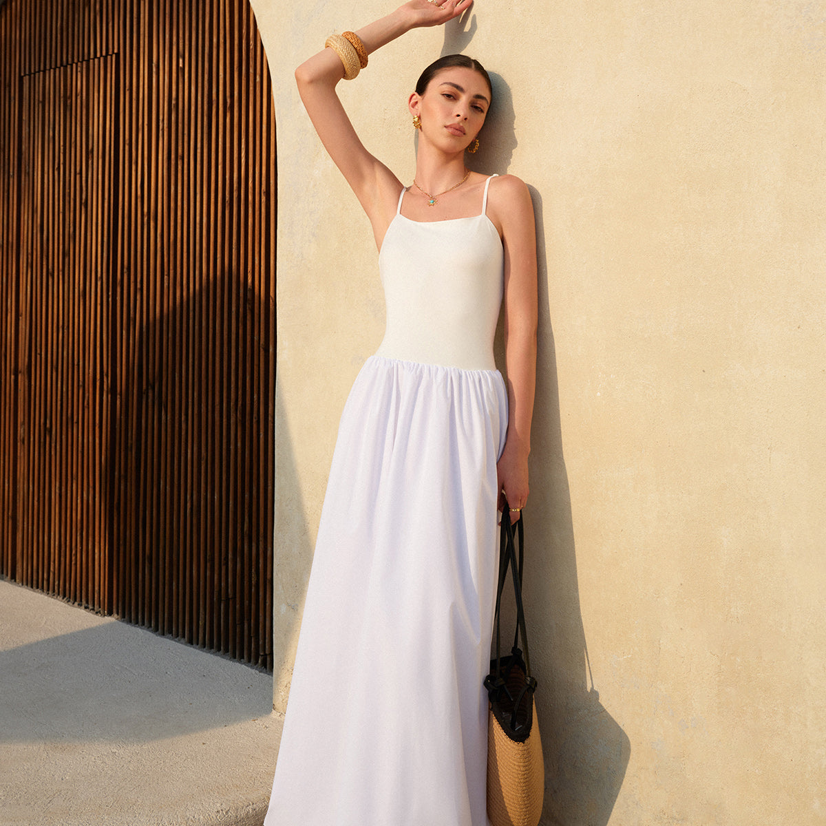 Balon Etekli İnce Askılı Elbise