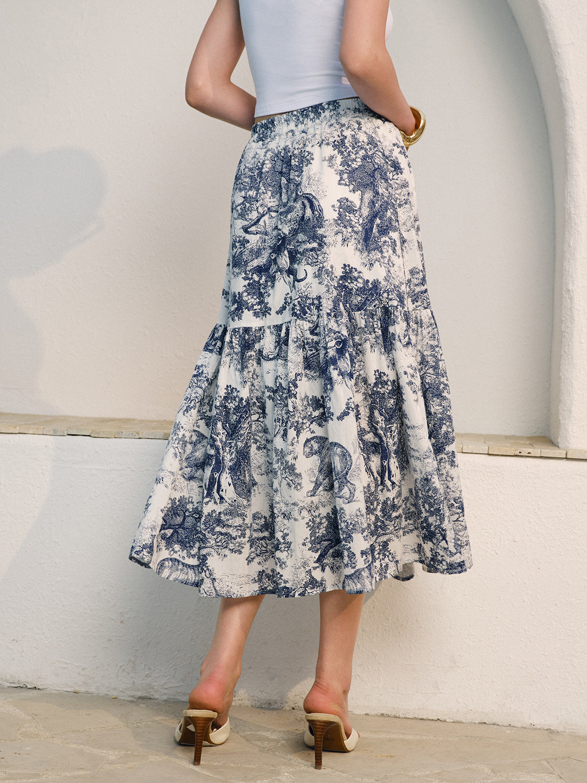 Çiçek Desenli Fırfırlı Etek