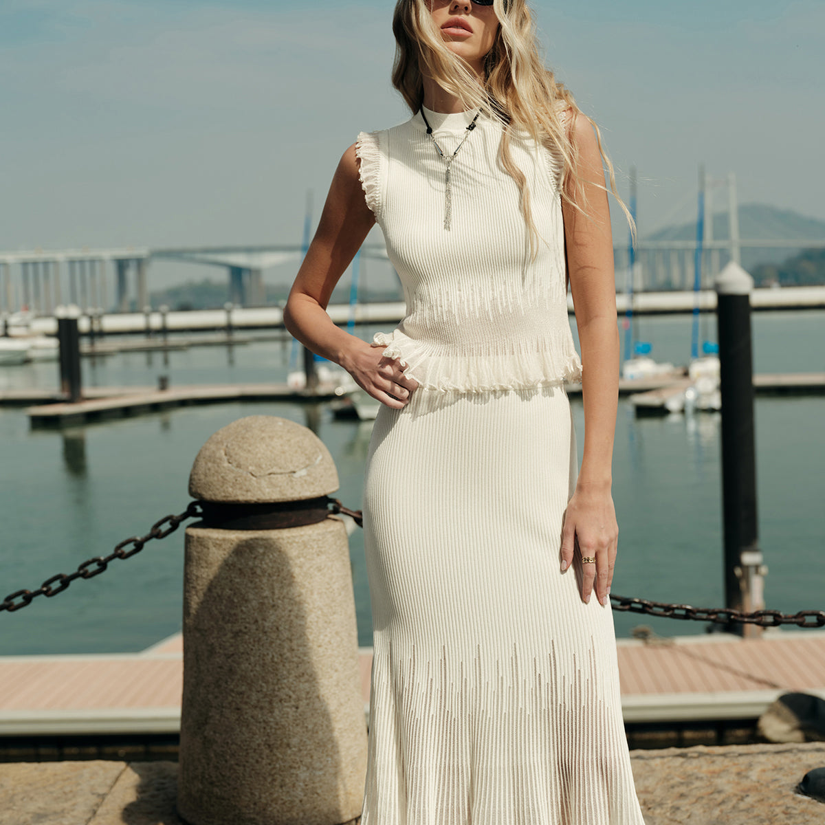 Ribanalı Triko Fırfırlı Bluz