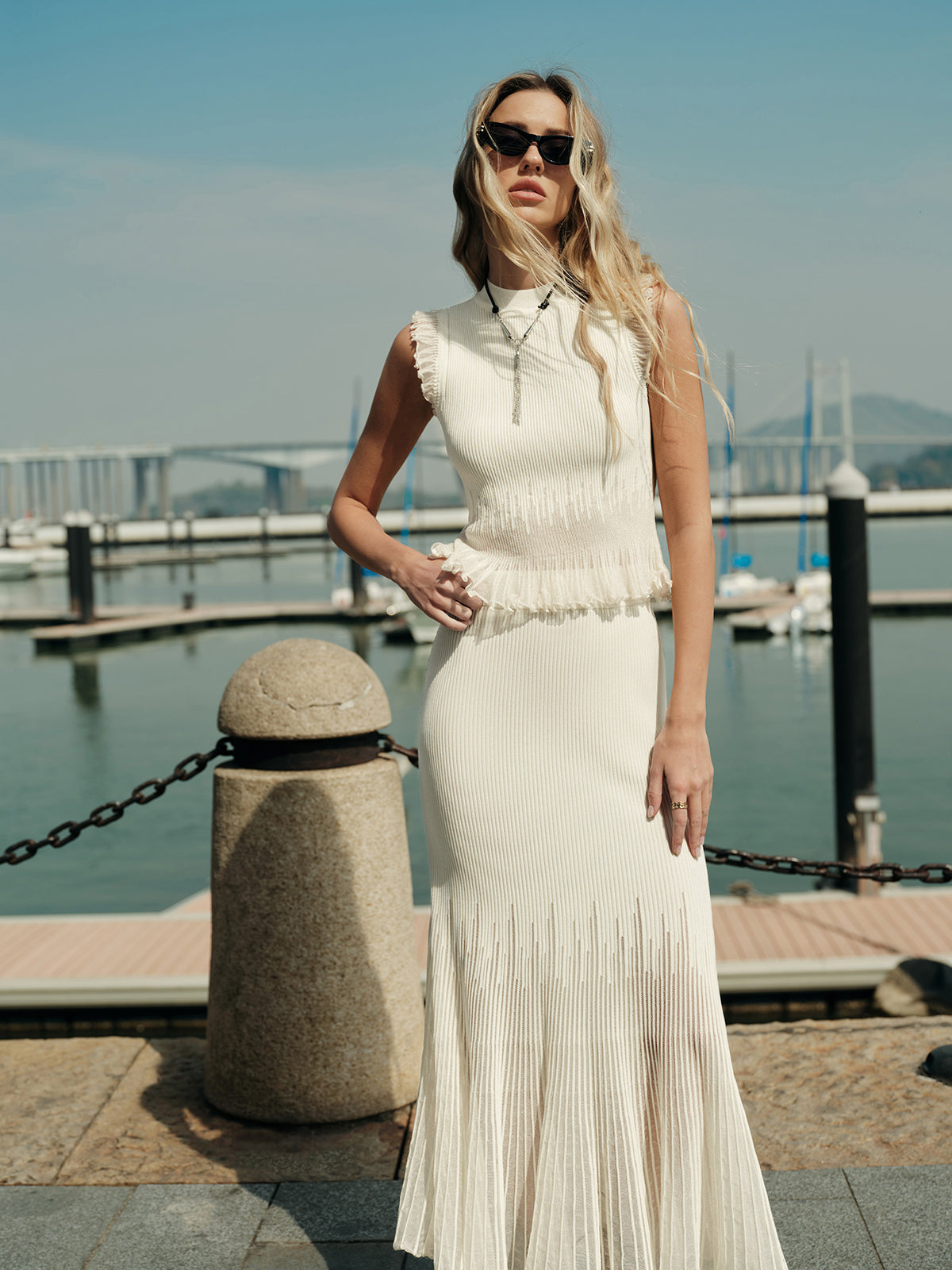 Ribanalı Triko Fırfırlı Bluz