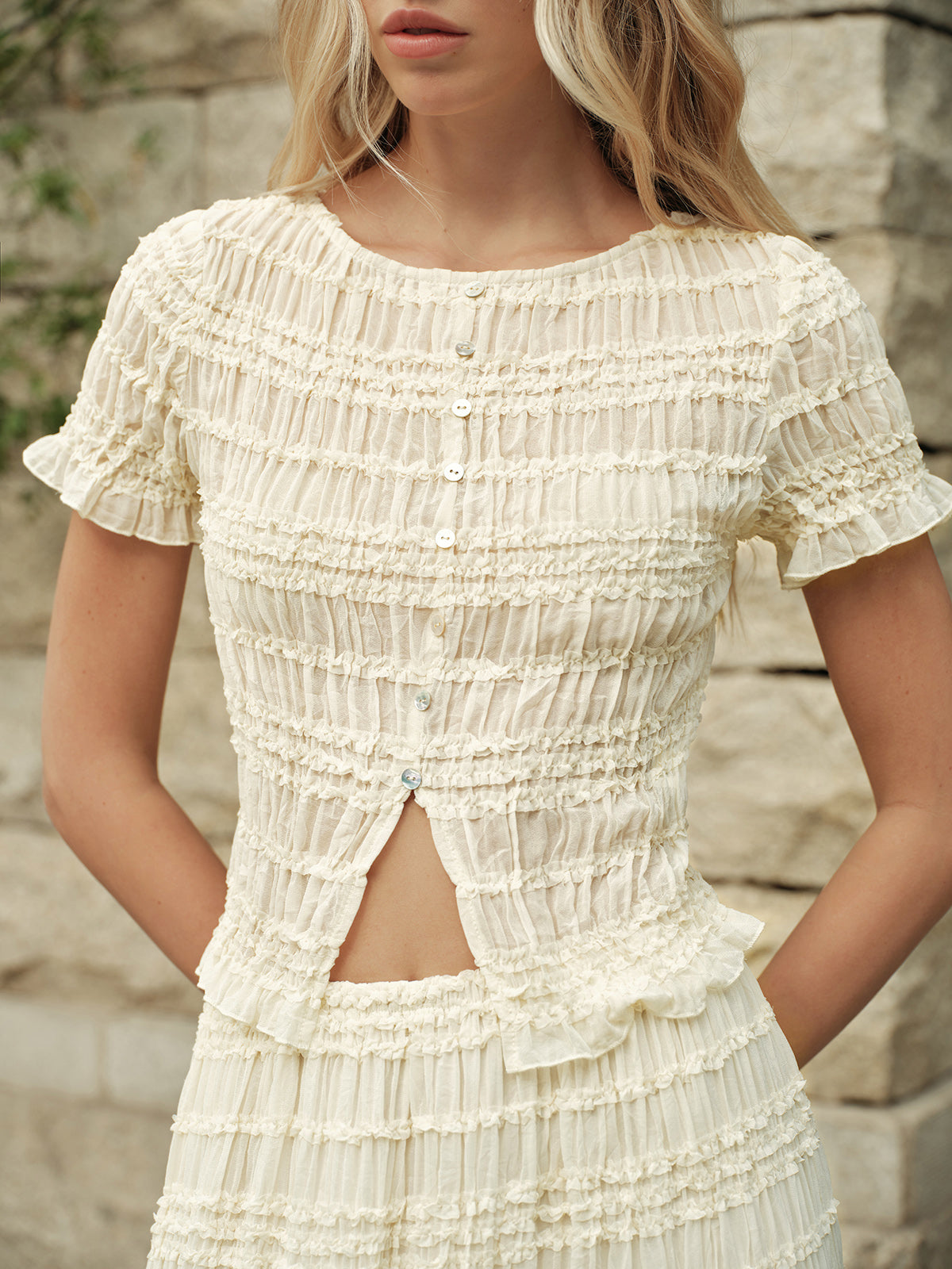 Fırfırlı Crop Top Etek Takımı