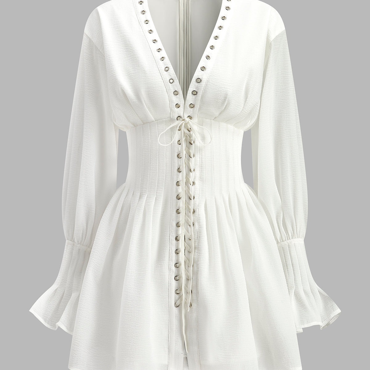 Önü Bağcıklı Yarı Şeffaf Elbise