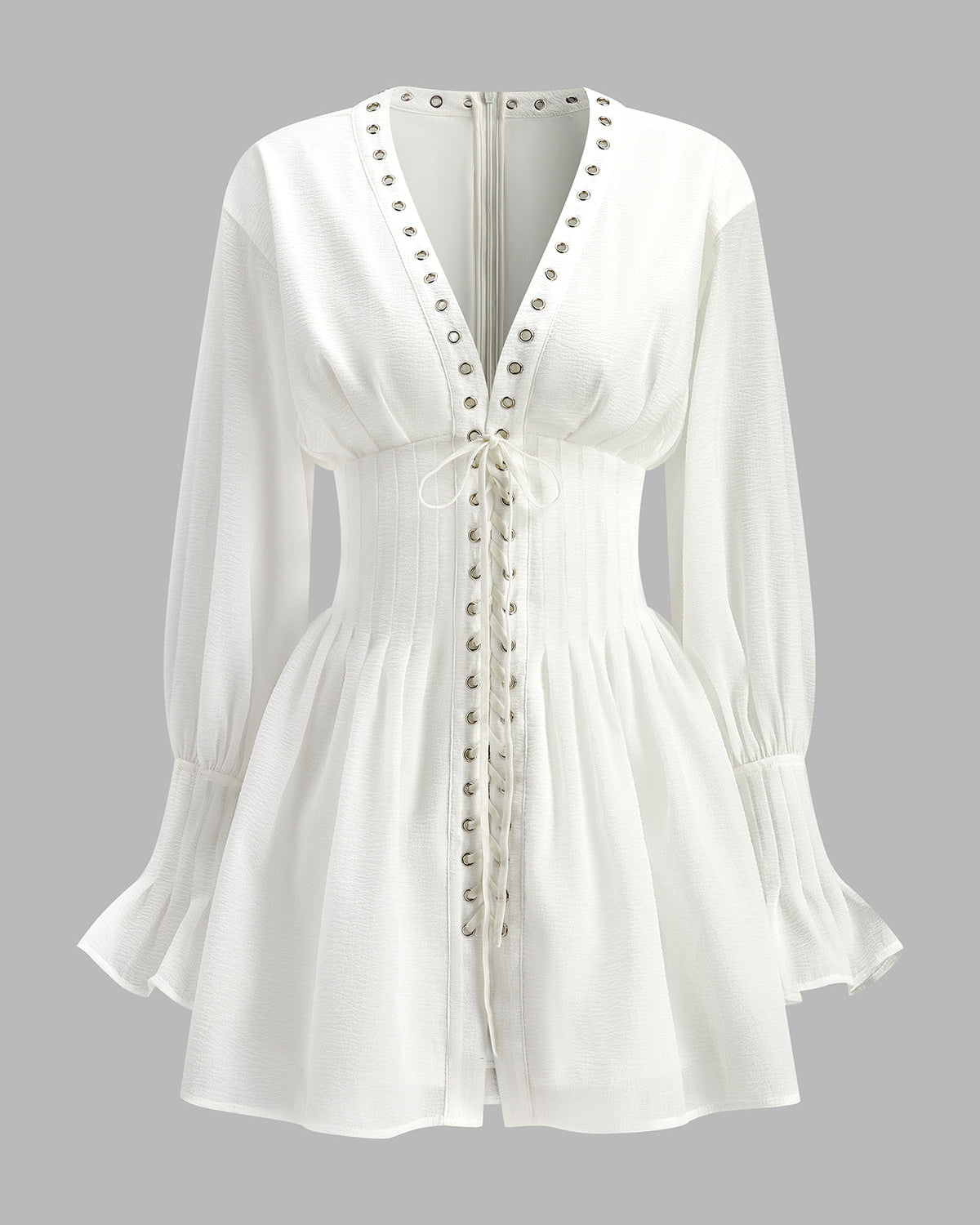 Önü Bağcıklı Yarı Şeffaf Elbise