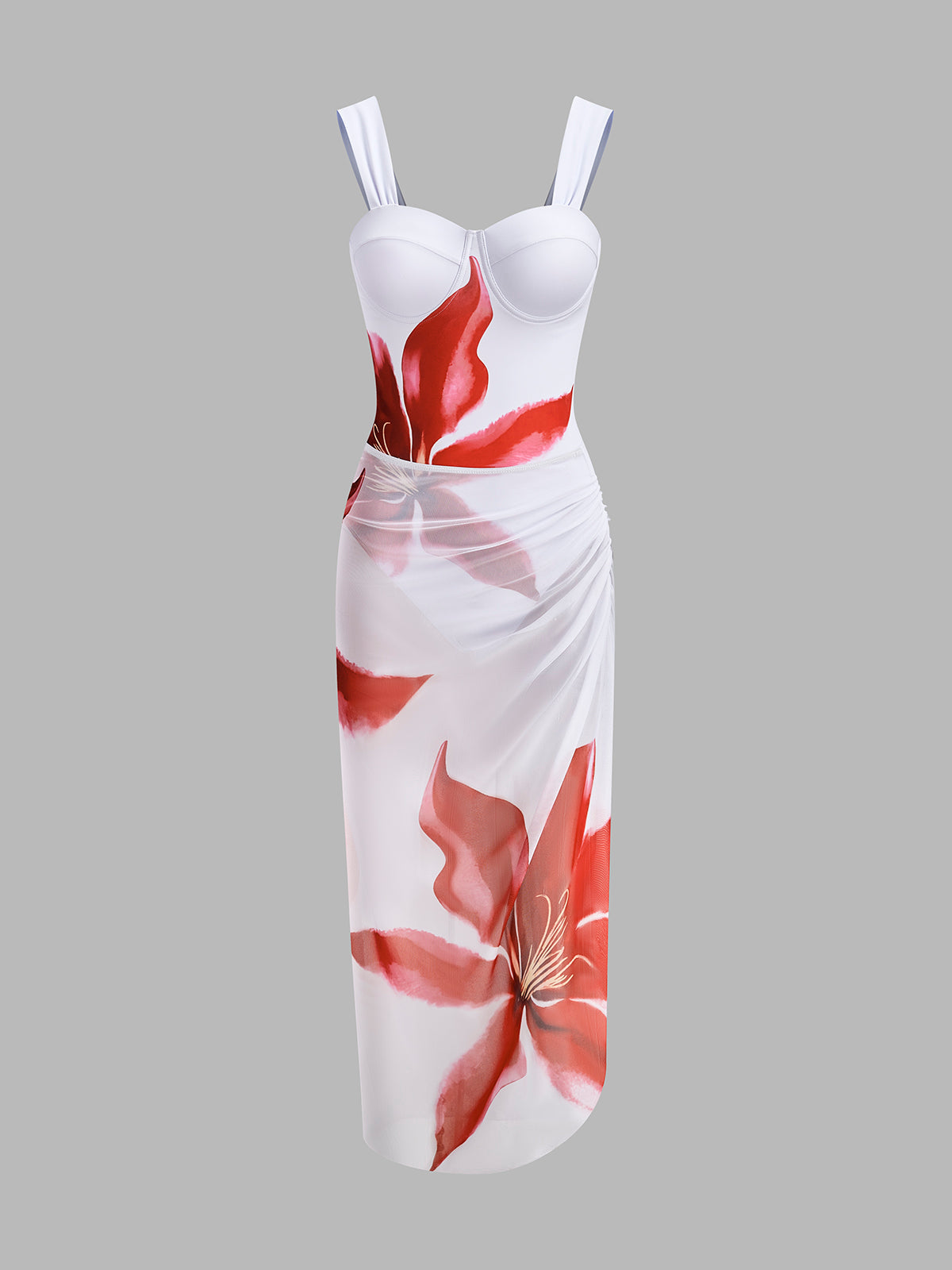 Korse Stil Tek Parça Mayo ve Drapeli Plaj Örtüsü Takımı