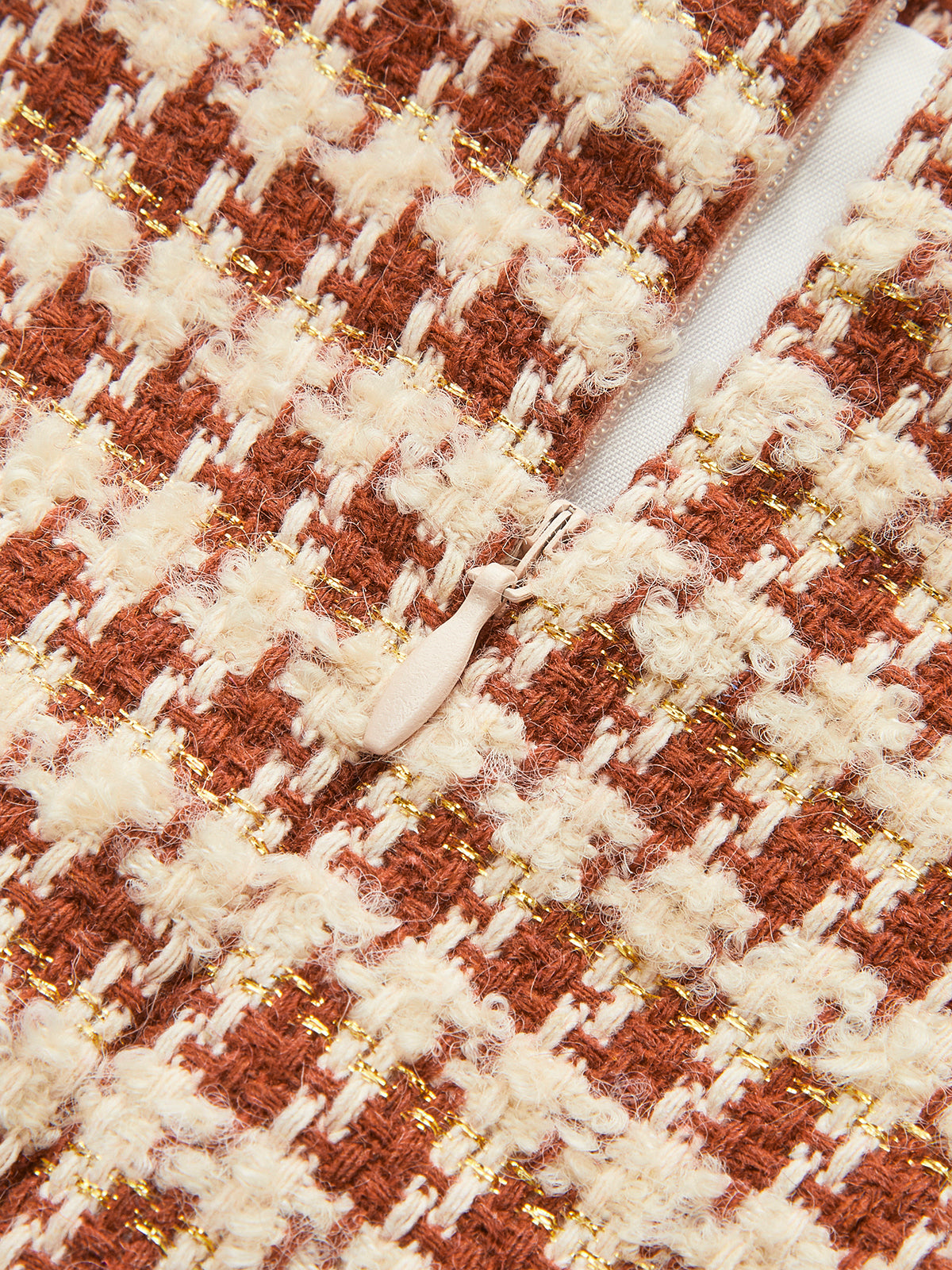 Yüksek Bel Dokulu A Kesim Fermuarlı Etek