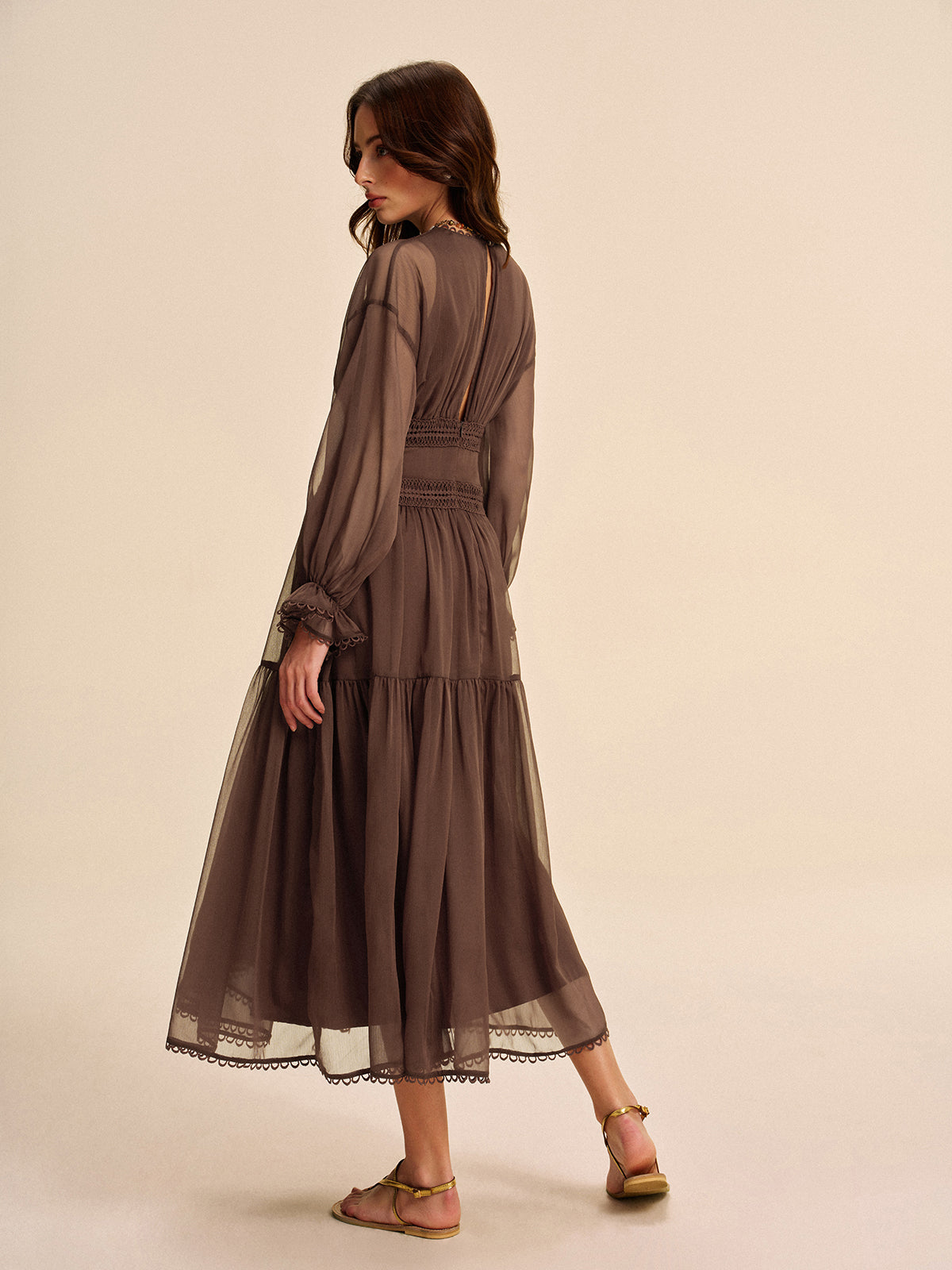 Bohem Tarzı Yarı Şeffaf Şifon Maxi Elbise