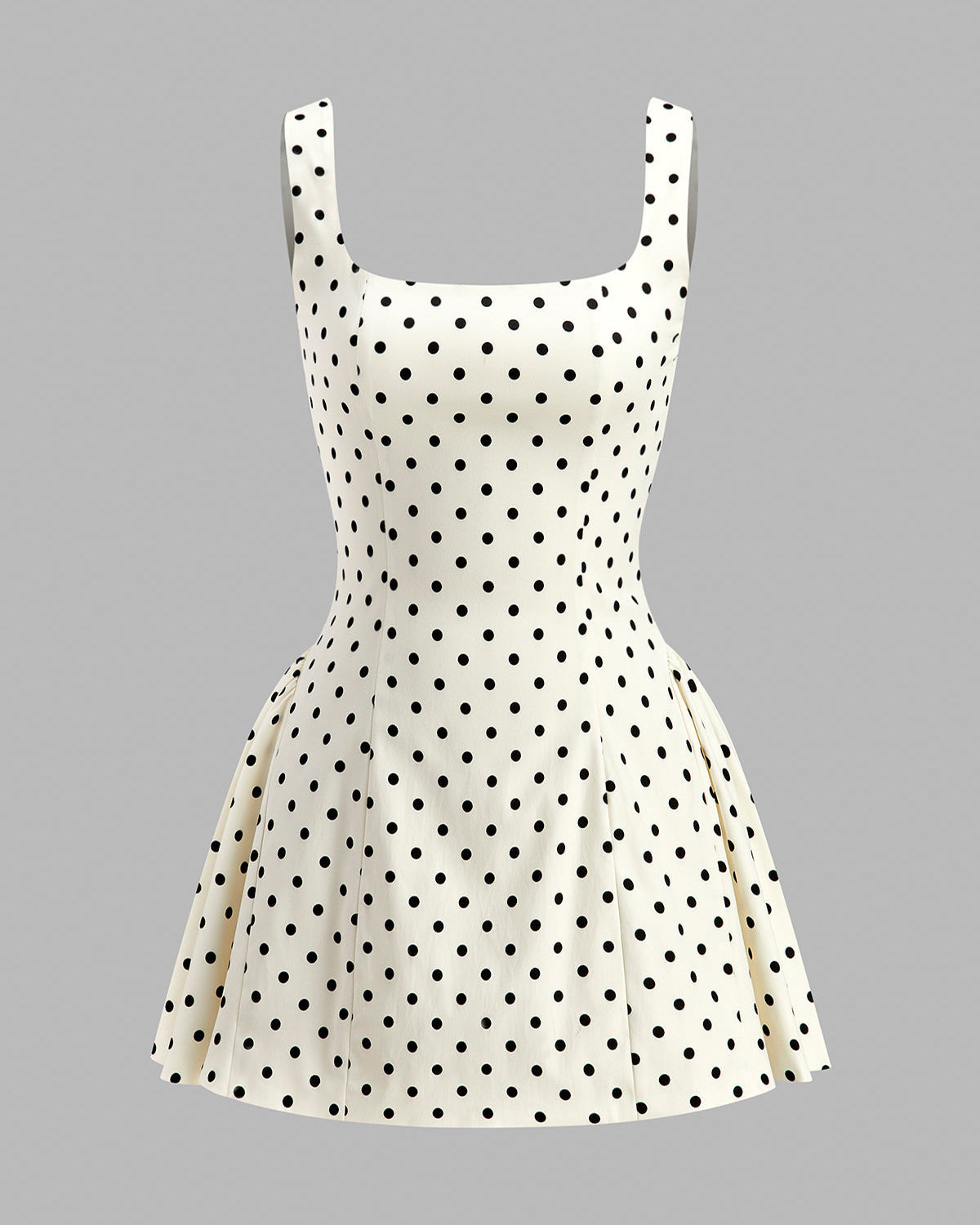 Puantiyeli Bağcıklı Sırt Dekolteli Mini Elbise