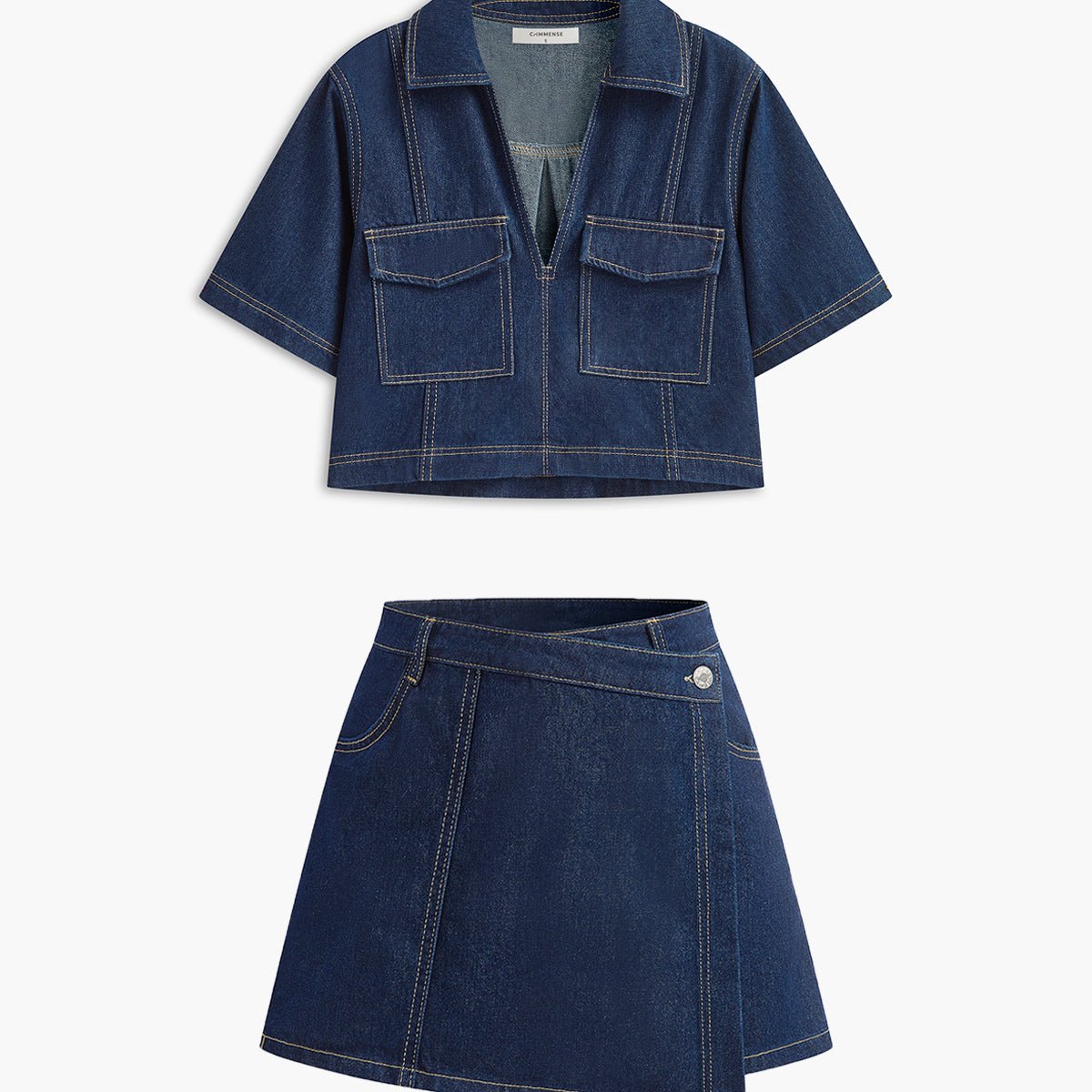 Cepli Denim Şort Takım