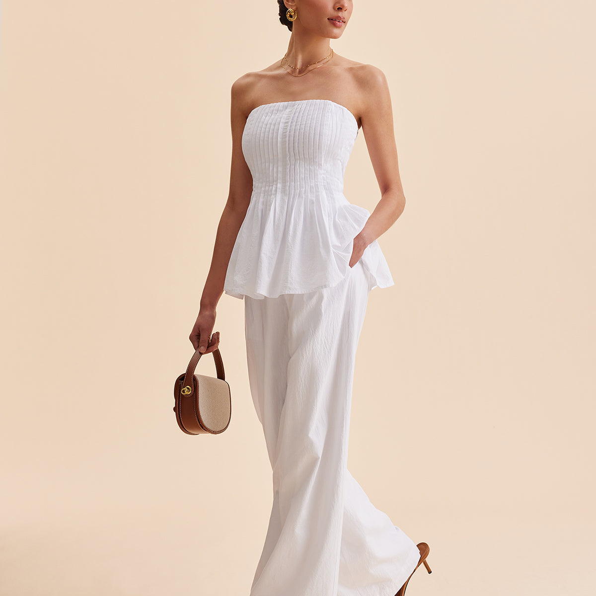 Cepli Pamuklu Orta Bel Bol Paça Pantolon