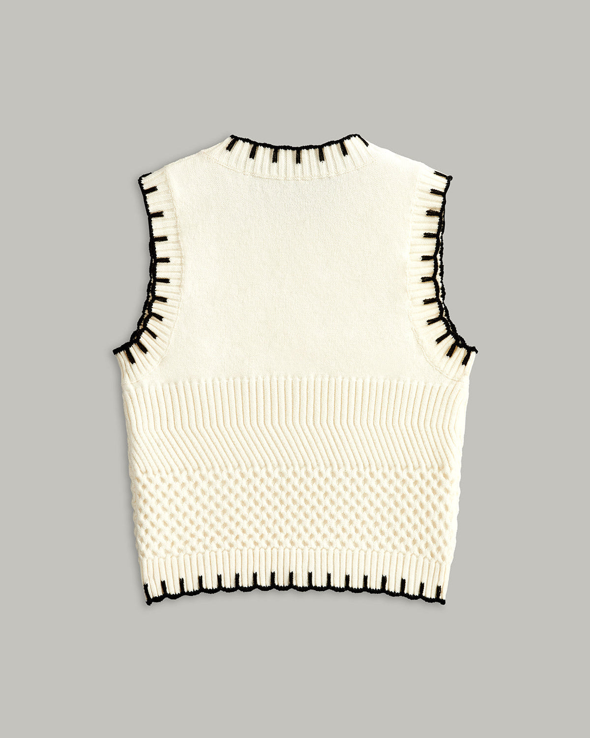 Kontrast Biye Detaylı Kolsuz Fitilli Triko Yelek