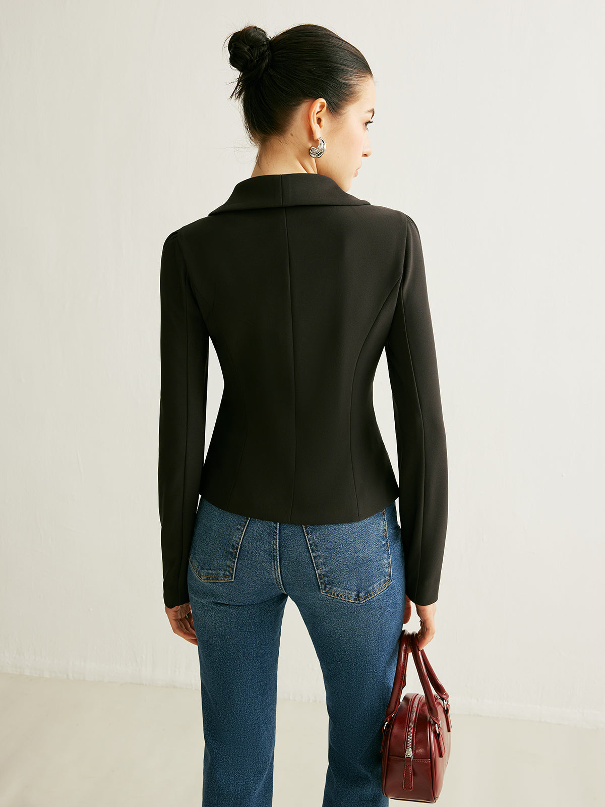 V Yaka Önden Bağlamalı Bluz