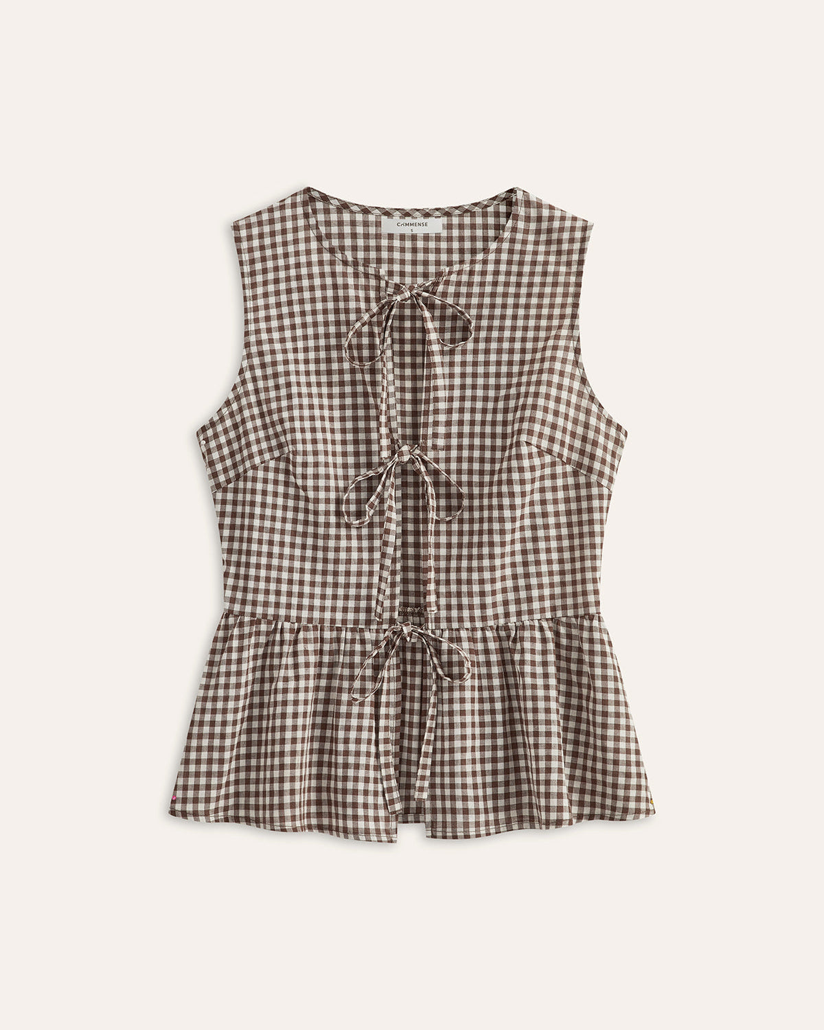 Kareli Önden Bağlamalı Peplum Bluz