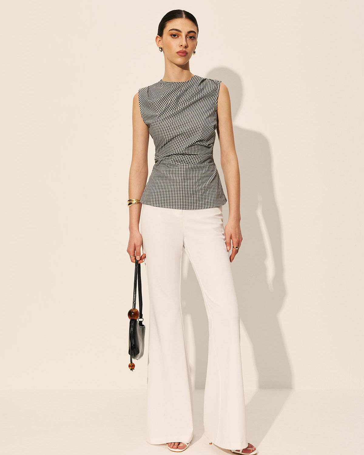 Pötikare Desenli Büzgülü Kolsuz Üst