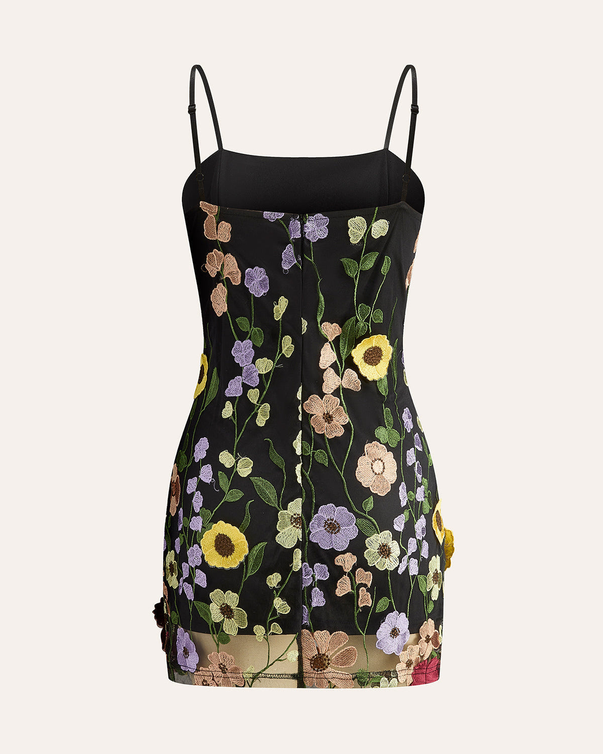 Renkli Çiçek Nakışlı File Elbise