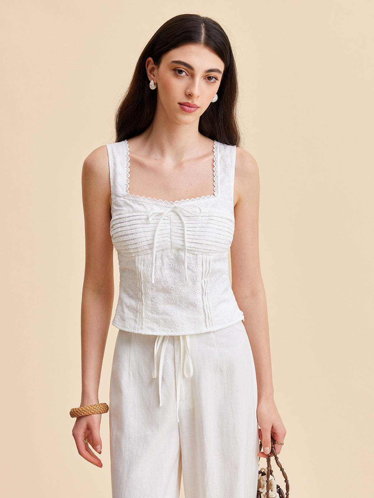 Pileli Pamuklu Fermuarlı Atlet