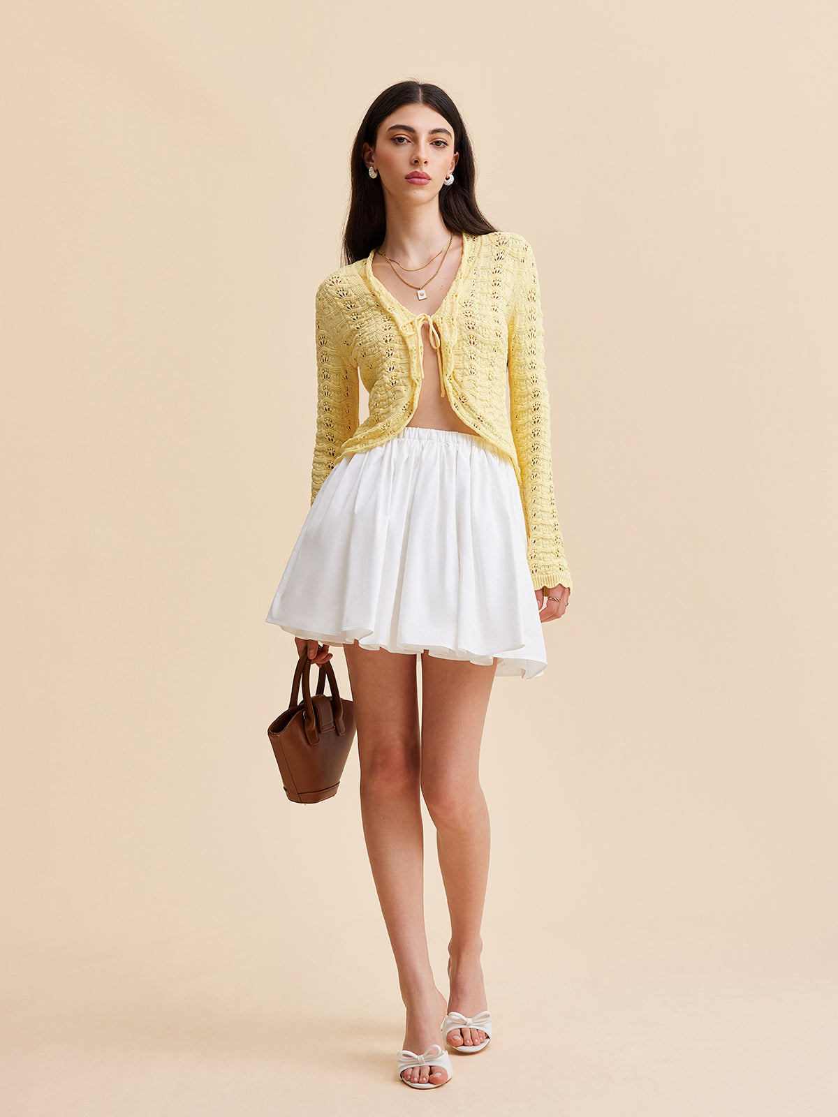 Önden Bağlamalı Kroşe Triko Hırka