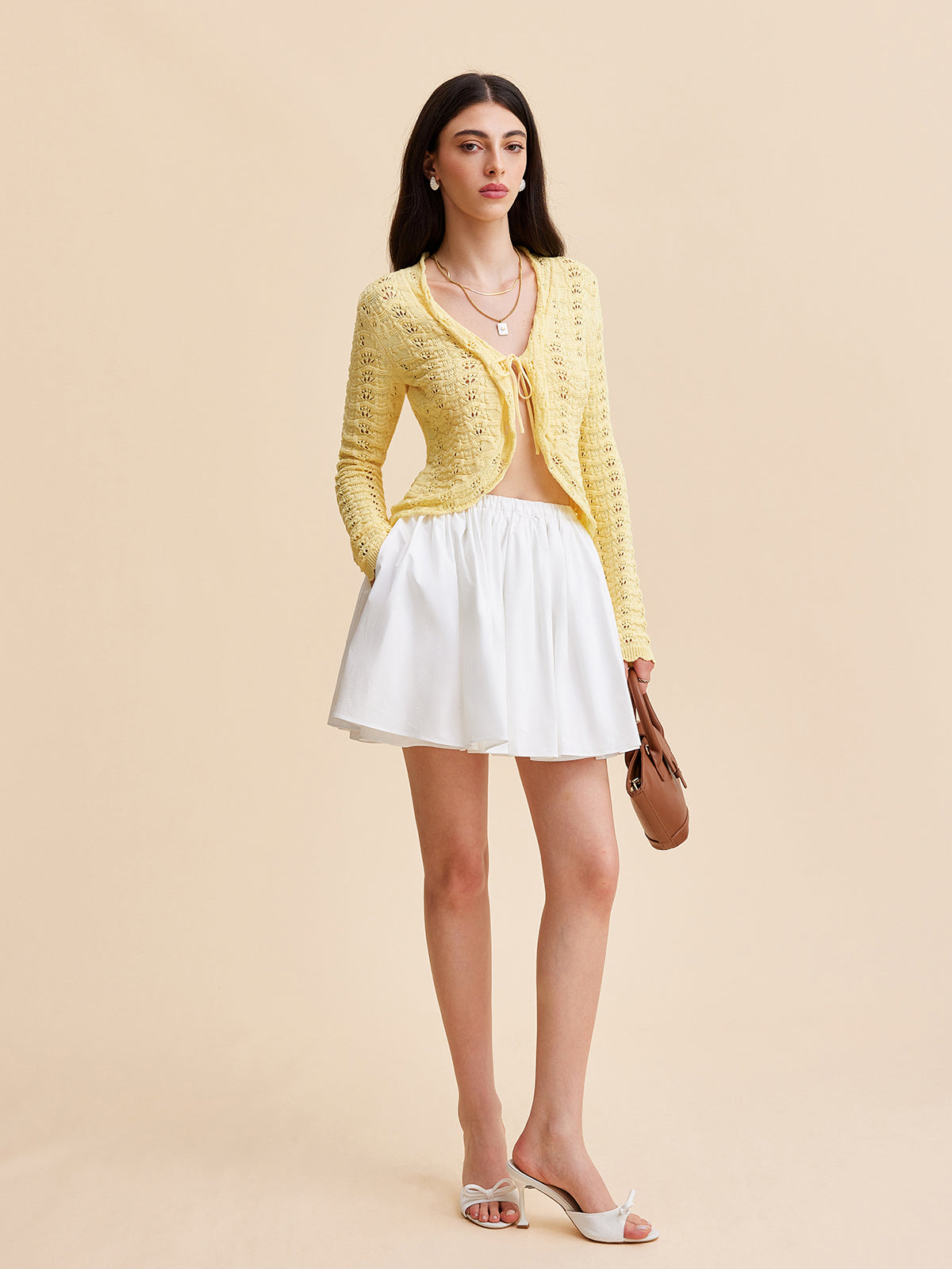 Önden Bağlamalı Kroşe Triko Hırka