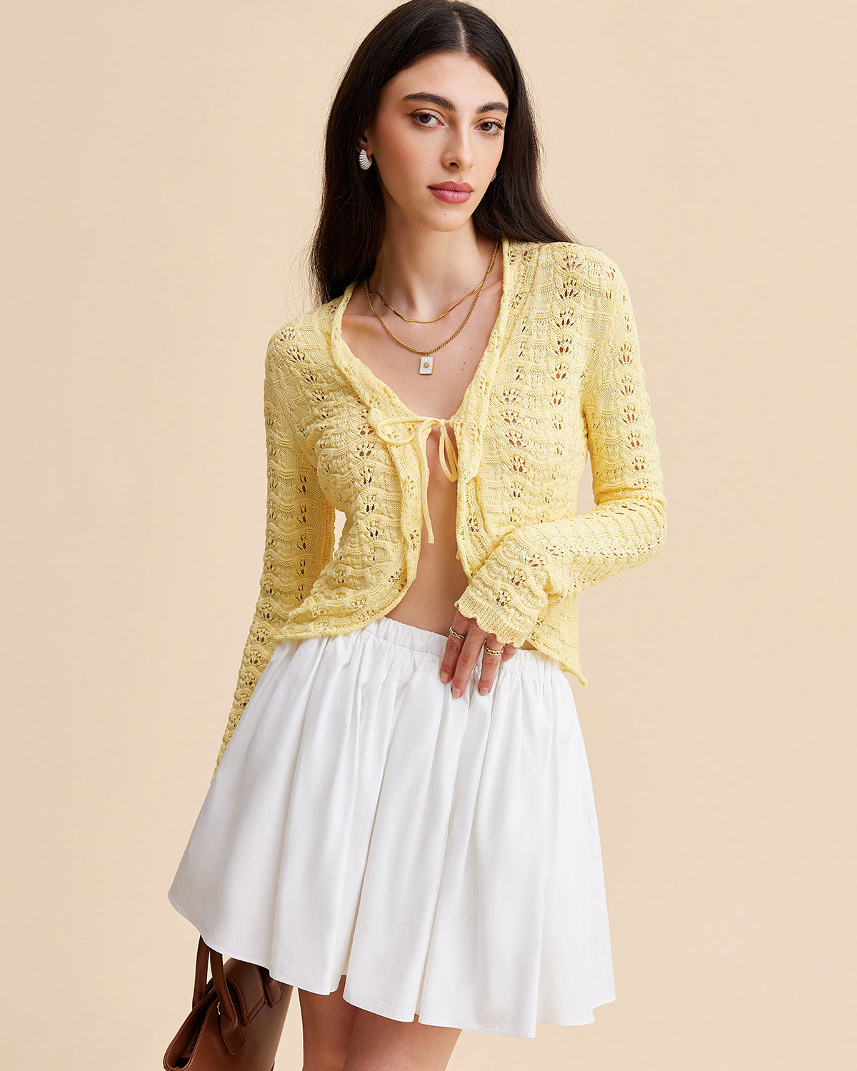 Önden Bağlamalı Kroşe Triko Hırka