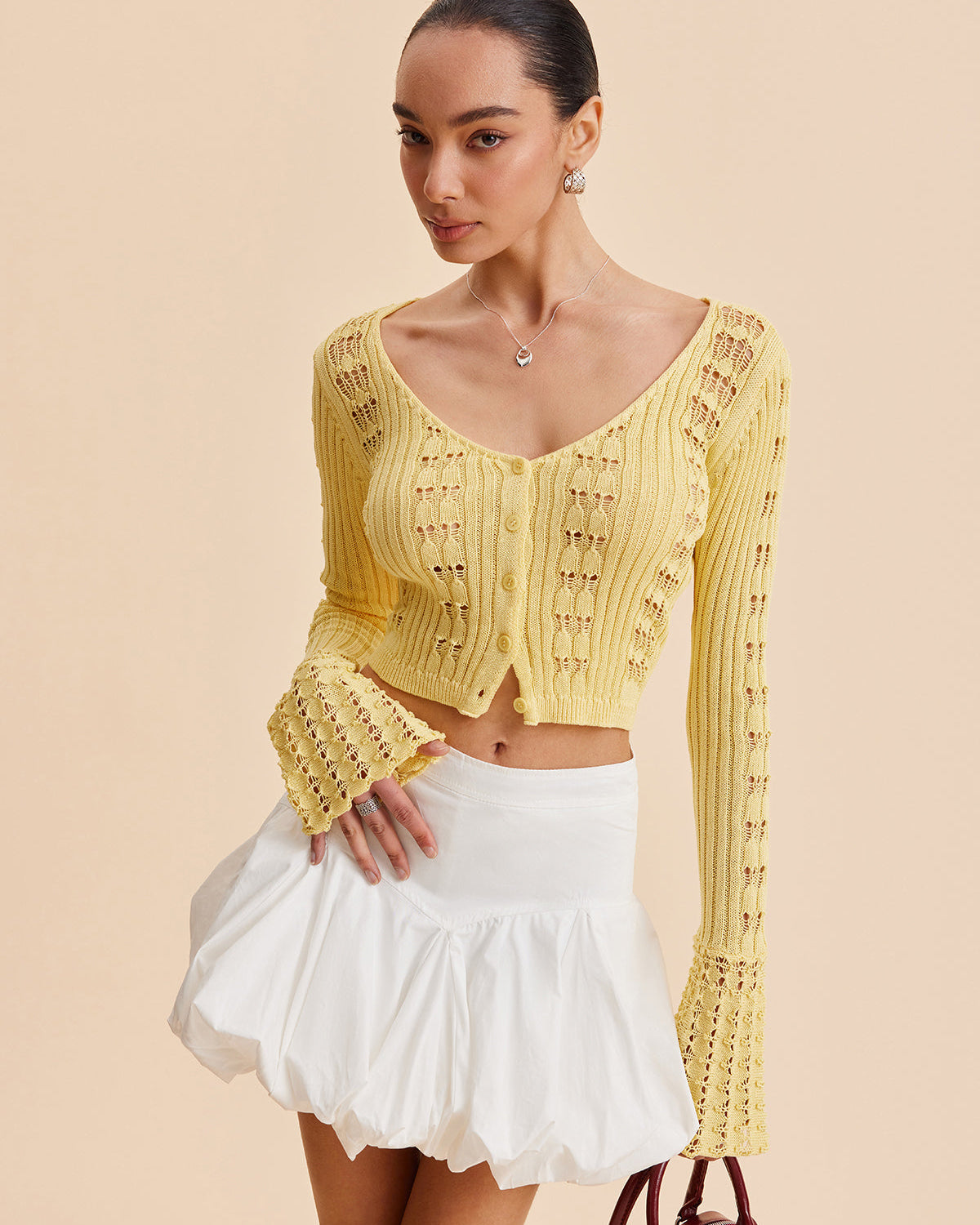 Kollu Kroşe Triko Hırka