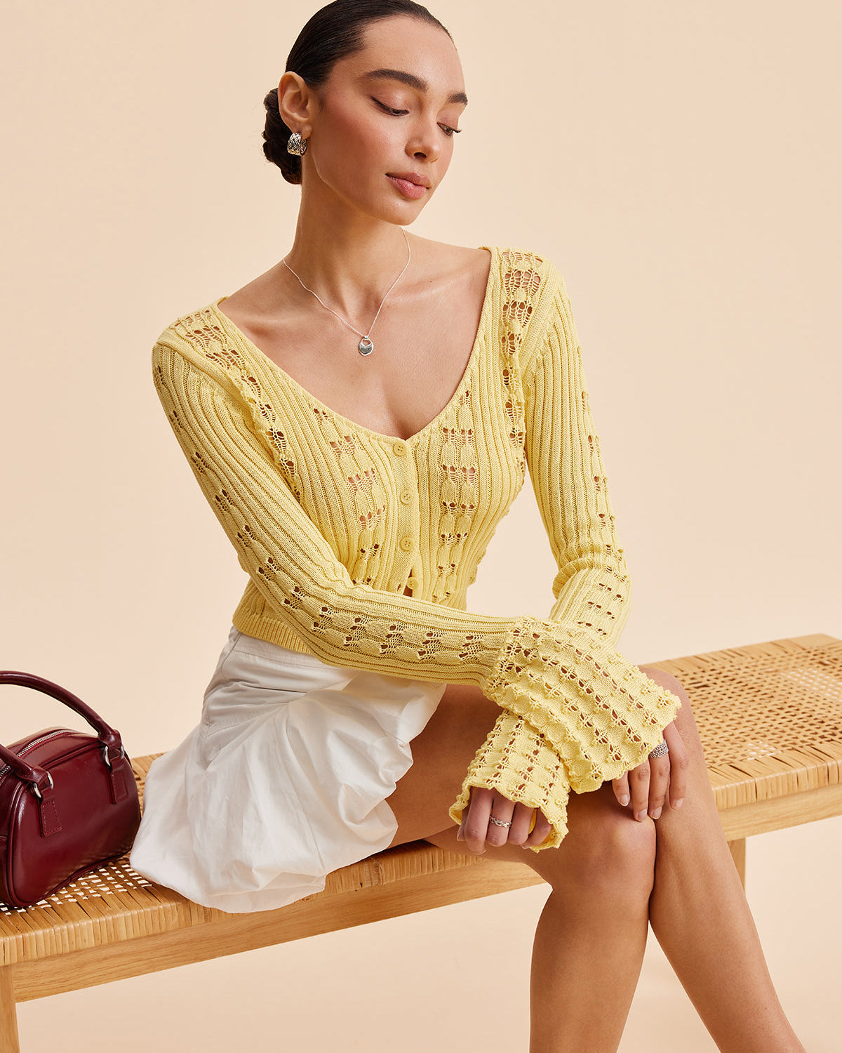 Kollu Kroşe Triko Hırka