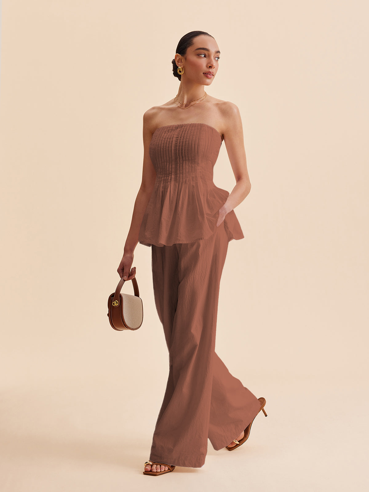 Cepli Pamuklu Orta Bel Bol Paça Pantolon