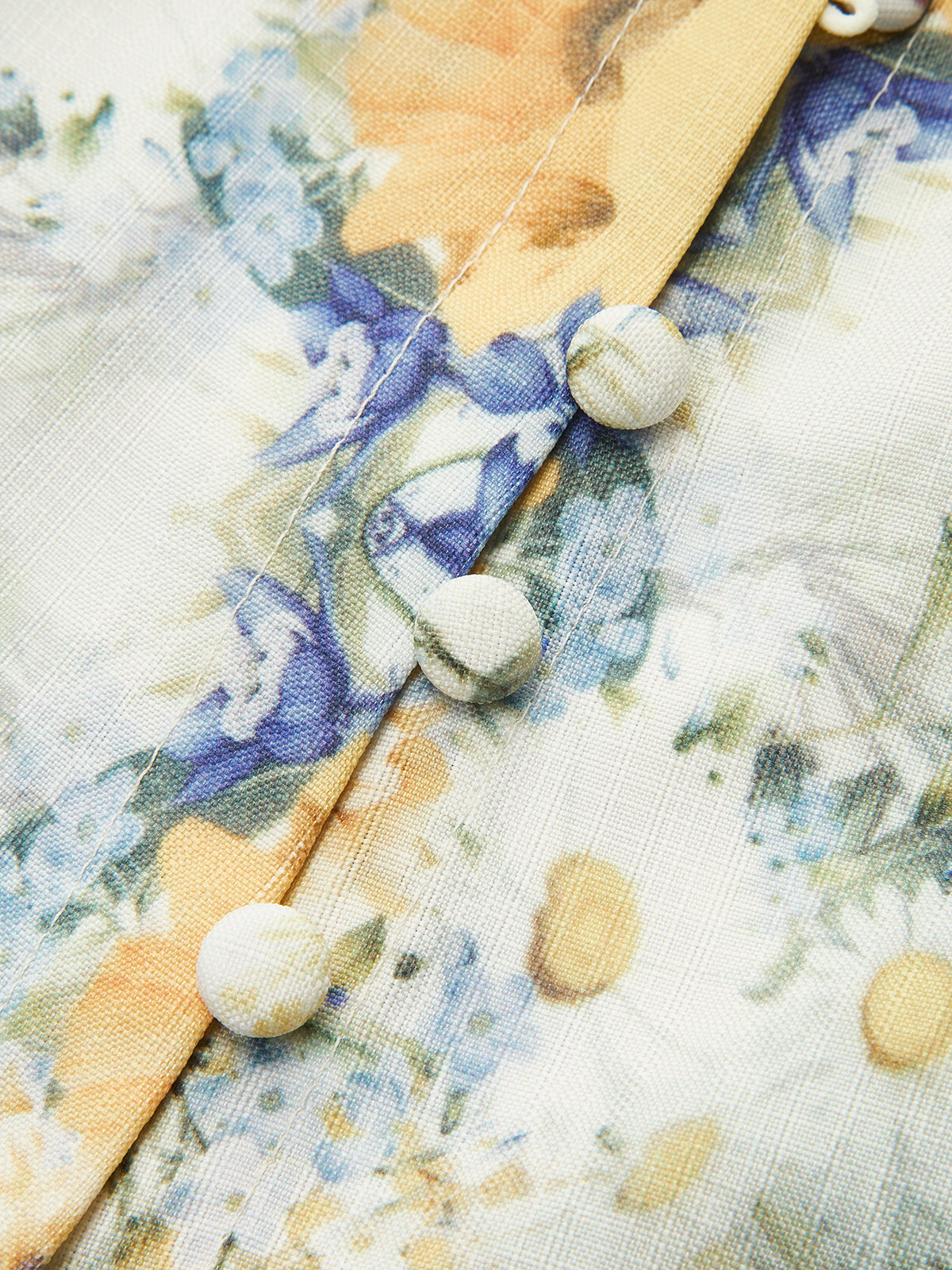 Kuşaklı Balon Kollu Çiçek Desenli Elbise