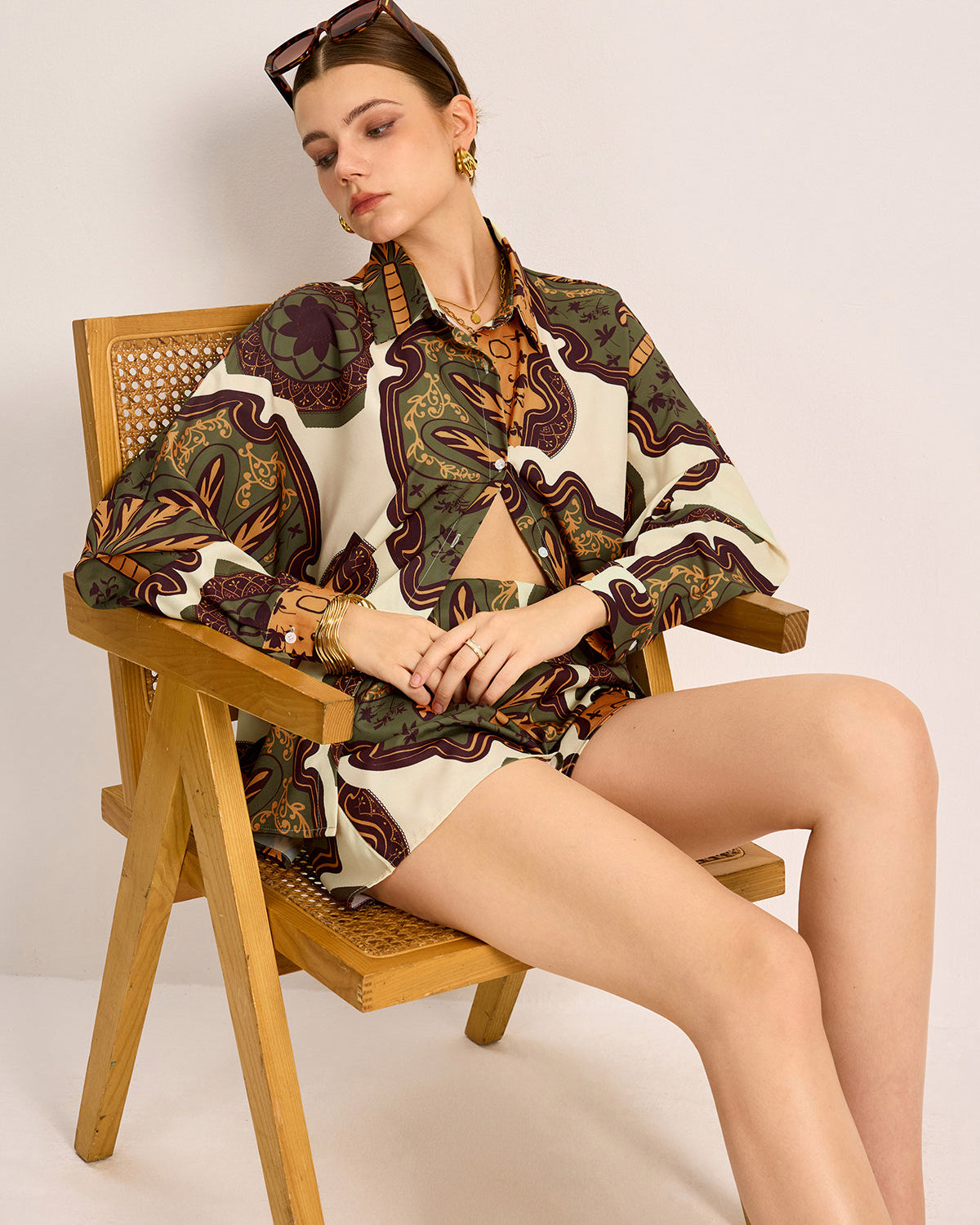 Baskılı Gömlek & Şort Takımı