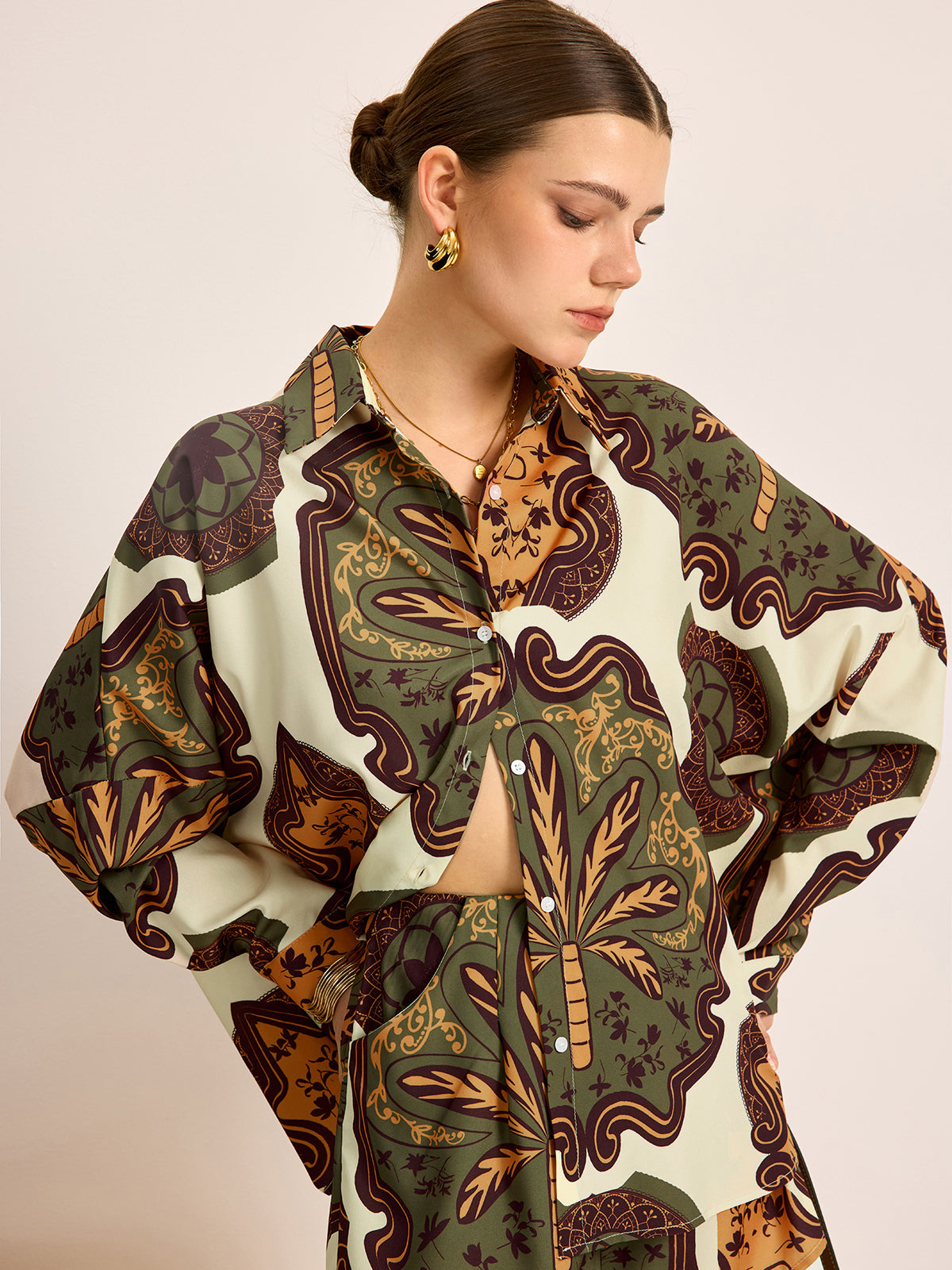 Baskılı Gömlek & Şort Takımı