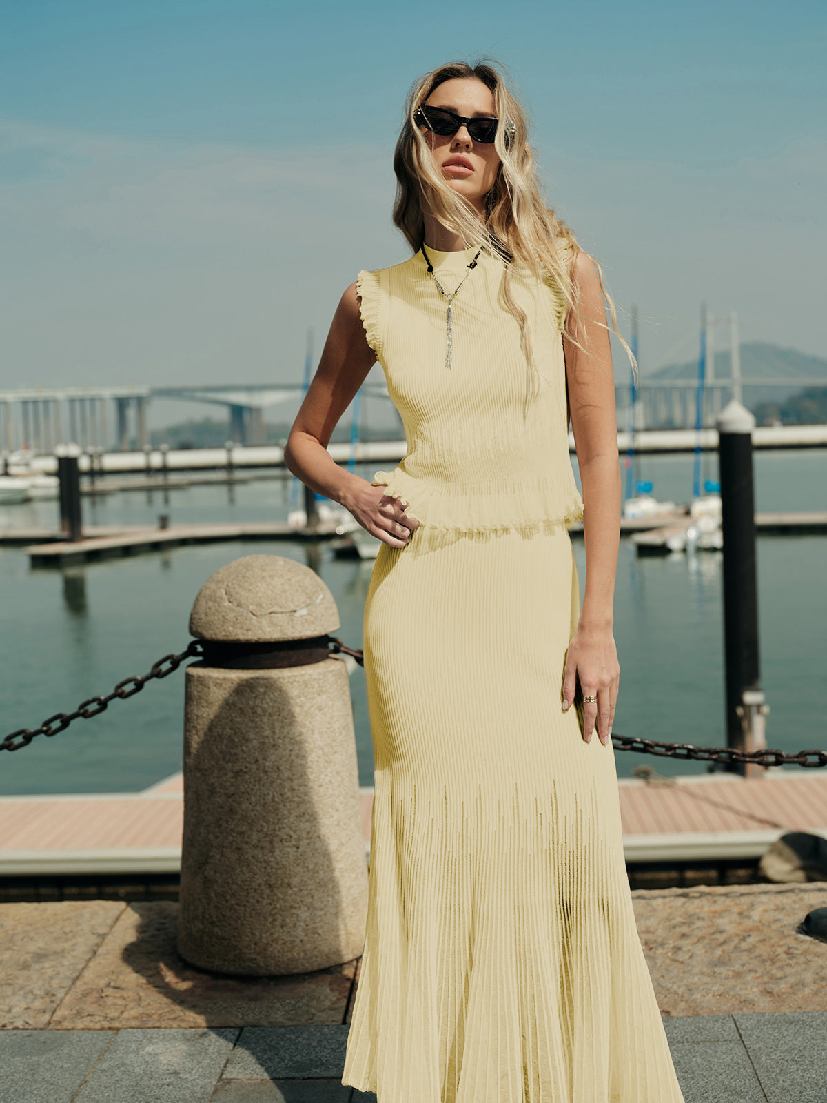 Ribanalı Triko Fırfırlı Bluz