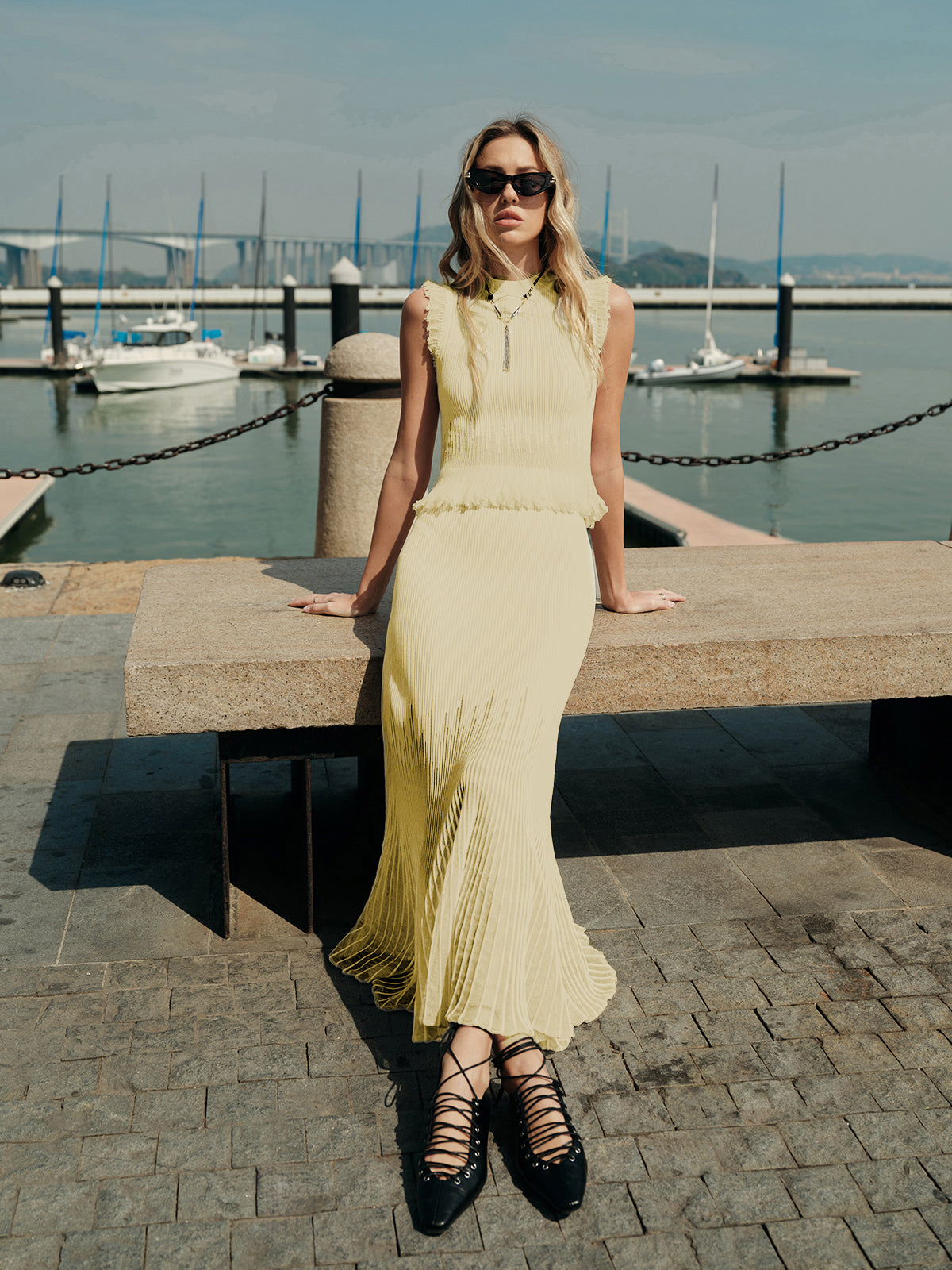 Tül Panelli Pileli Etek