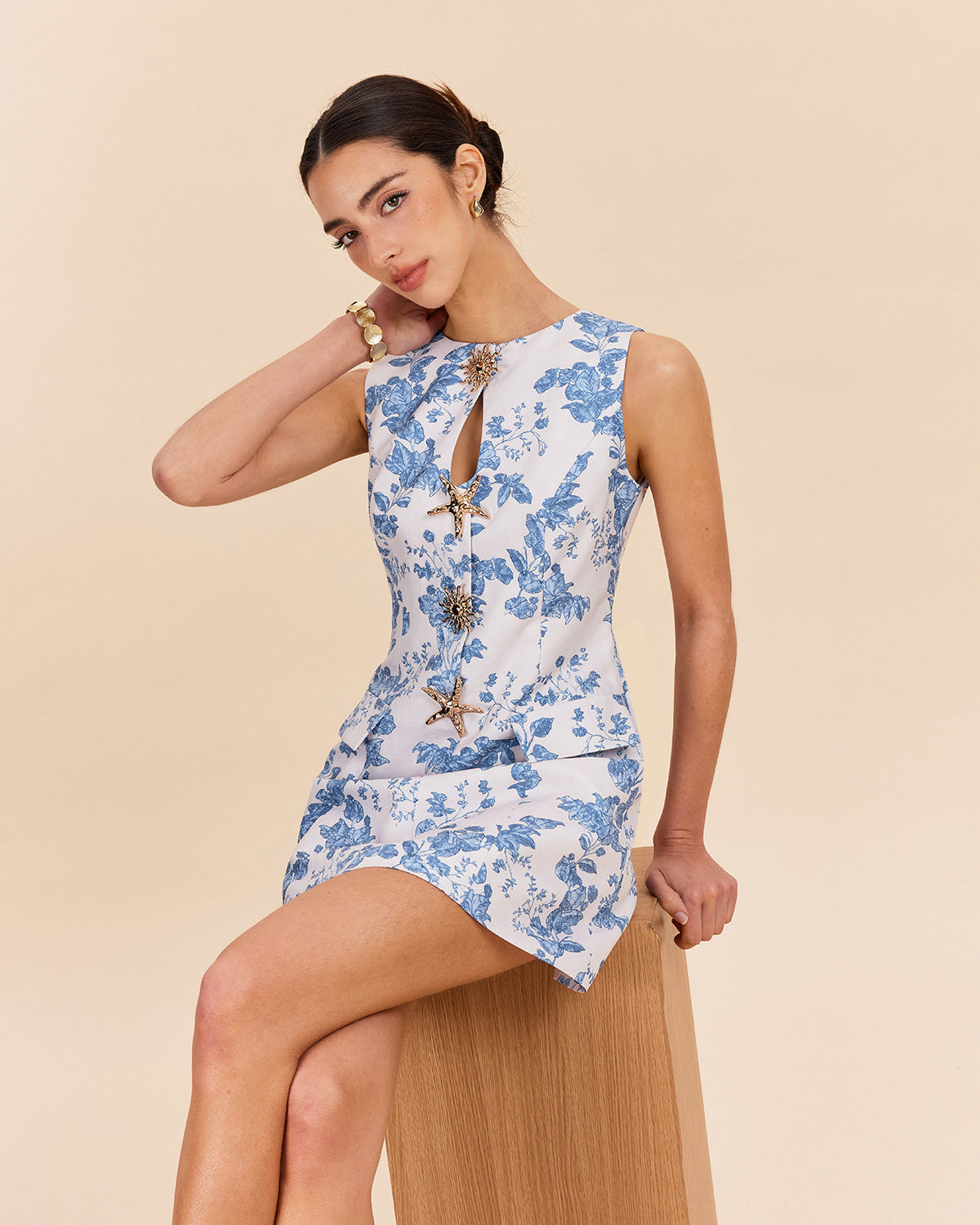 Çiçek Desenli Dekor Cepli Elbise