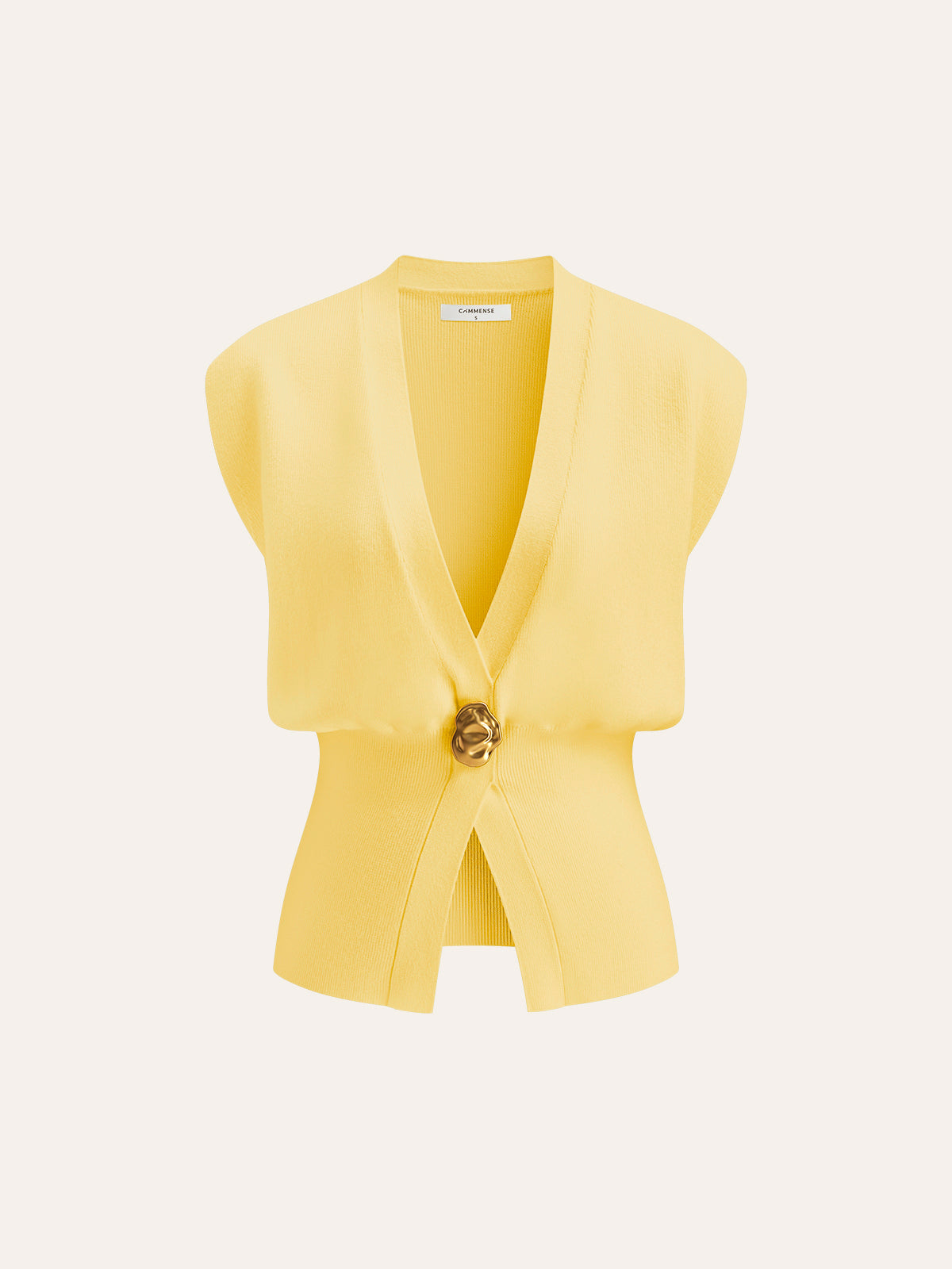 V Yaka Düğme Detaylı Triko Yelek