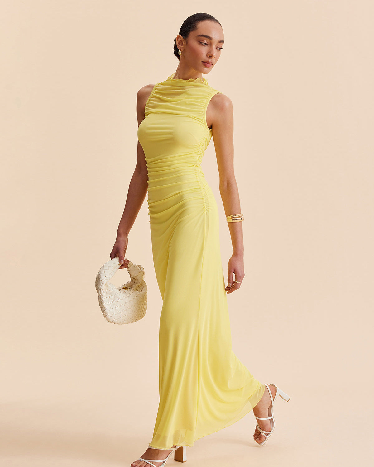 File Büzgülü Kolsuz Elbise