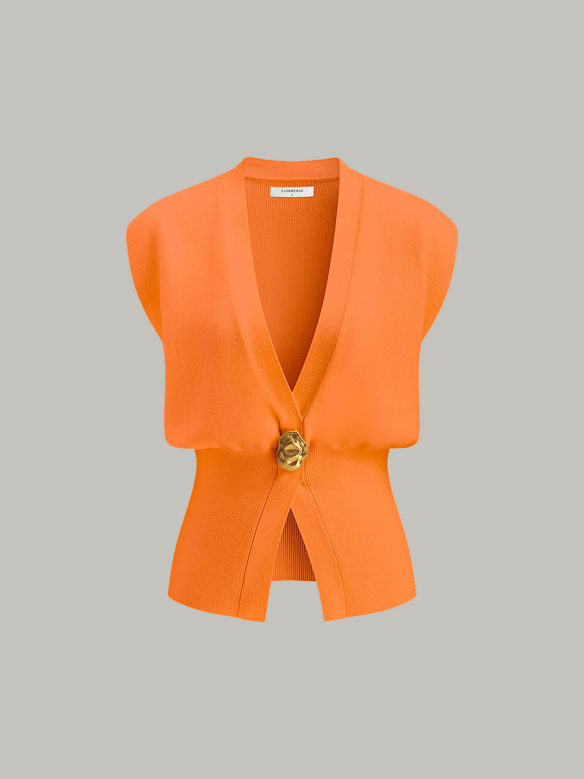 V Yaka Düğme Detaylı Triko Yelek