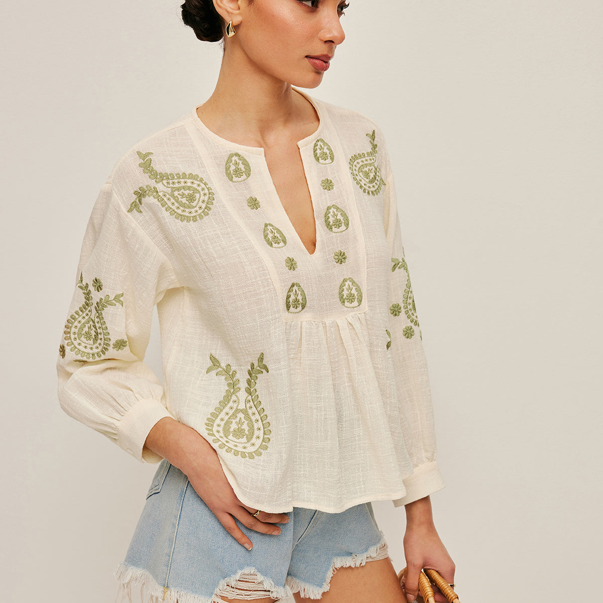 Bohem Nakışlı Bluz