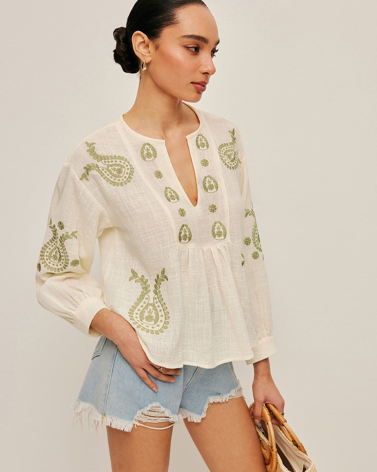 Bohem Nakışlı Bluz