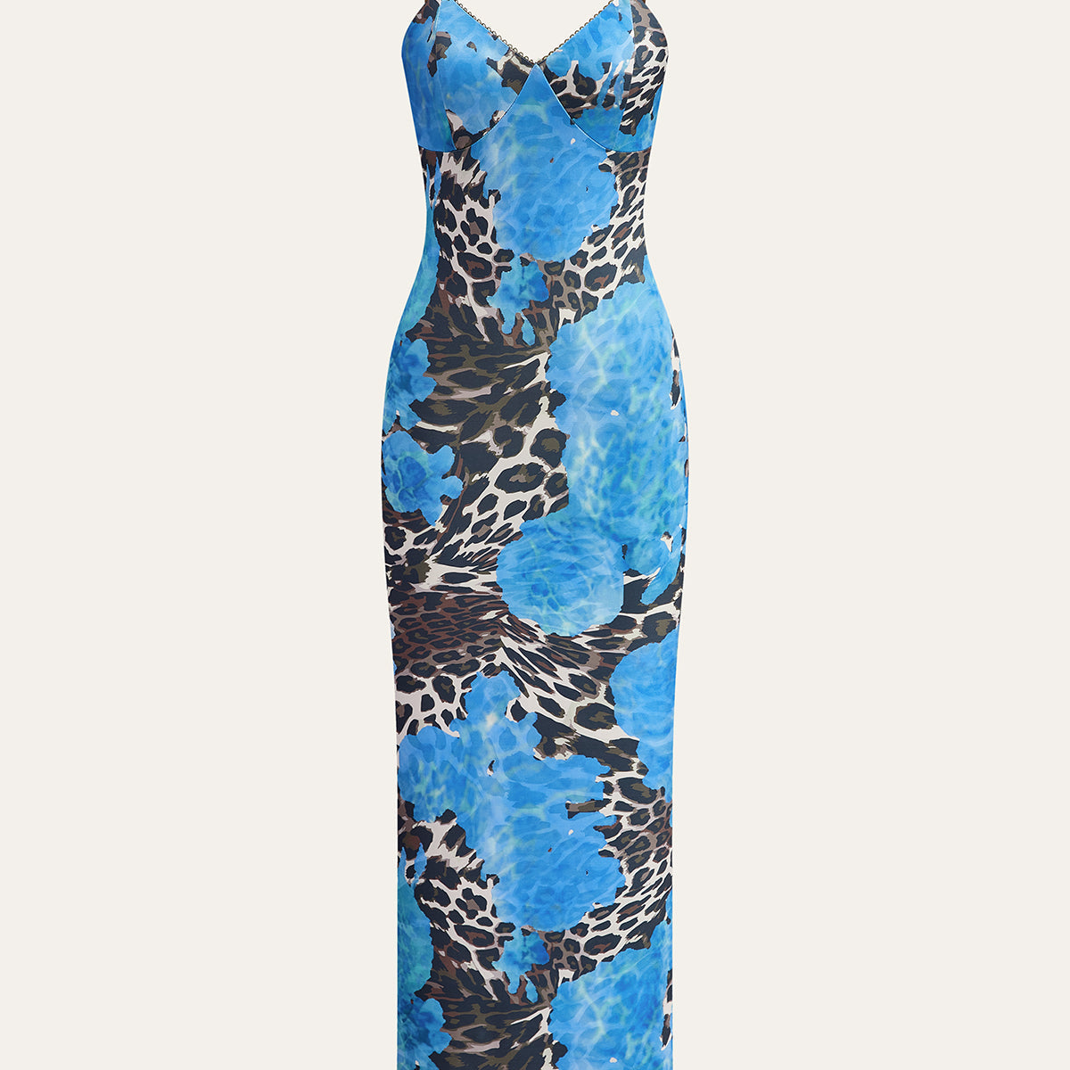 Leopar Desenli Uzun Elbise