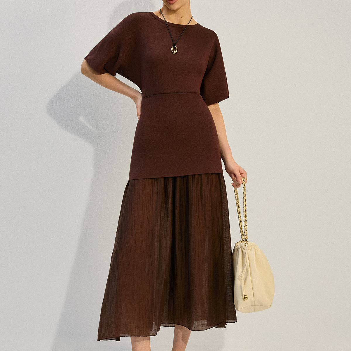 Şeffaf Panelli Uzun Elbise