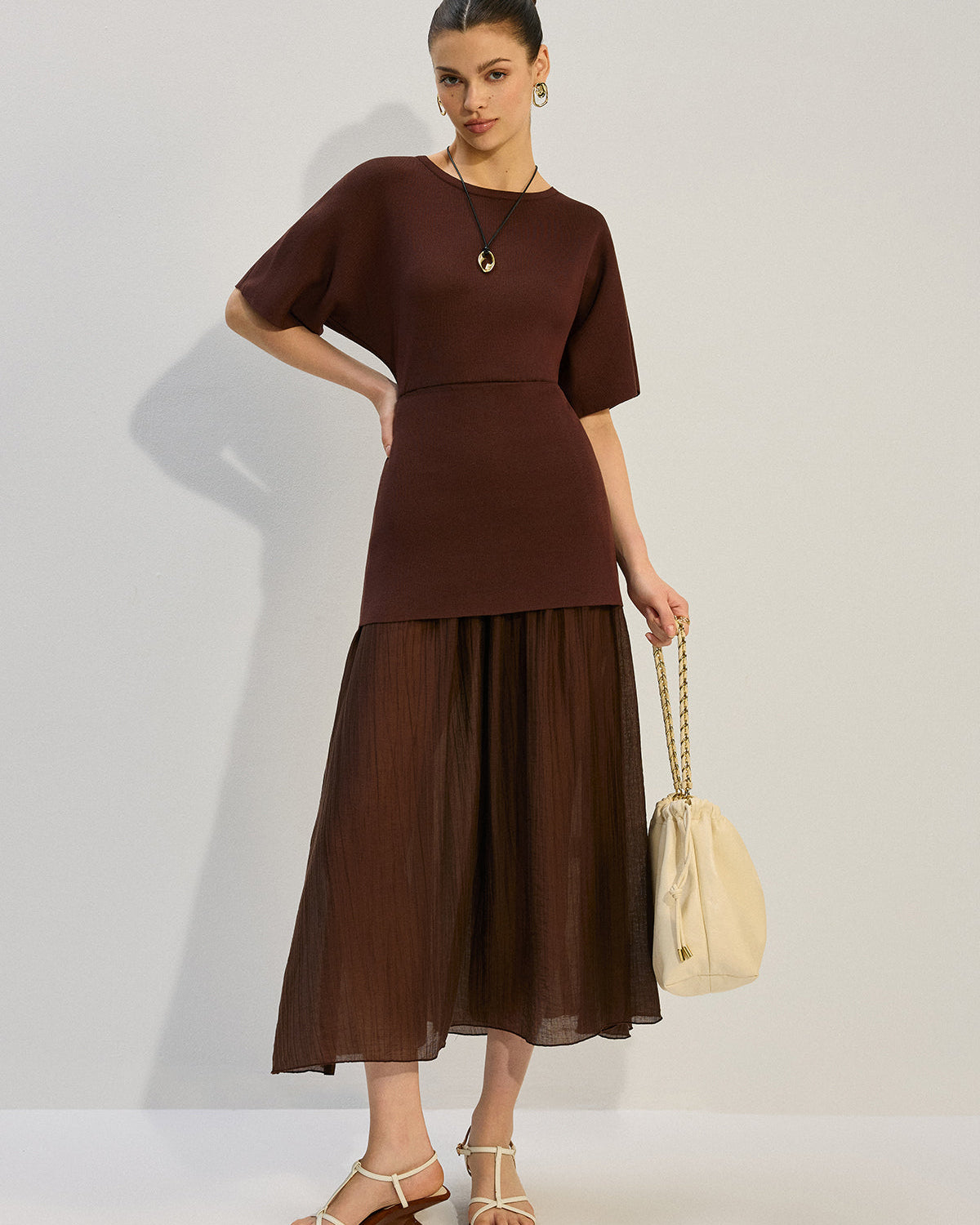 Şeffaf Panelli Uzun Elbise